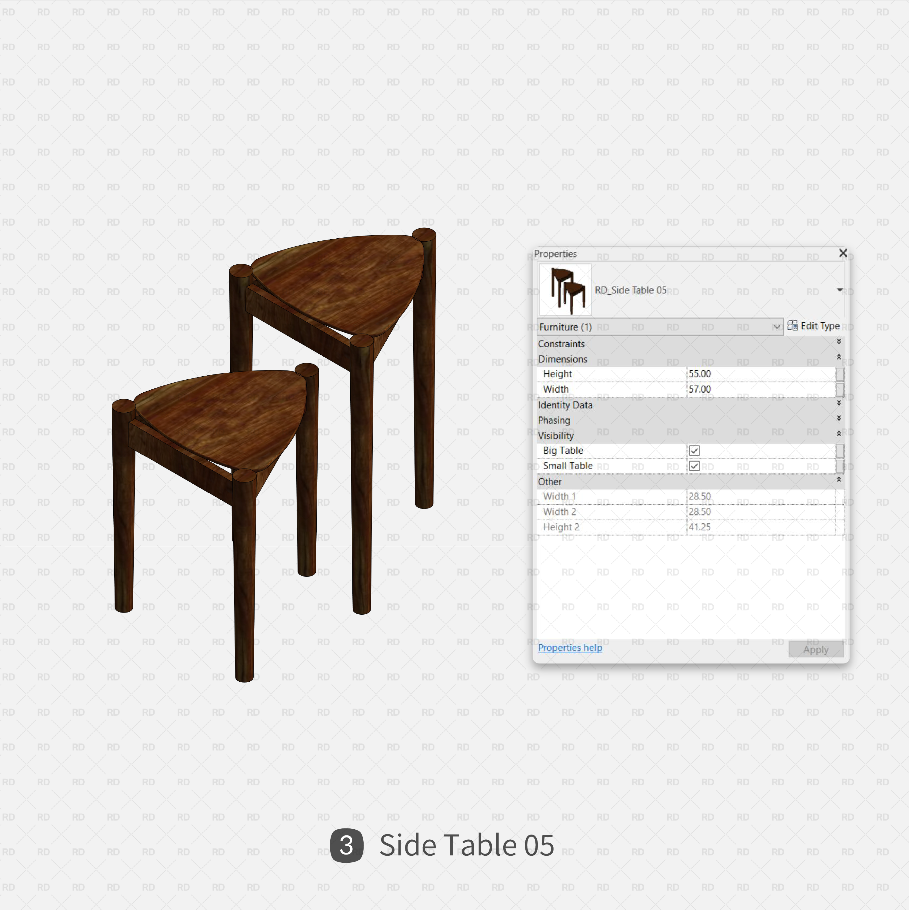 download revit triangular side table family