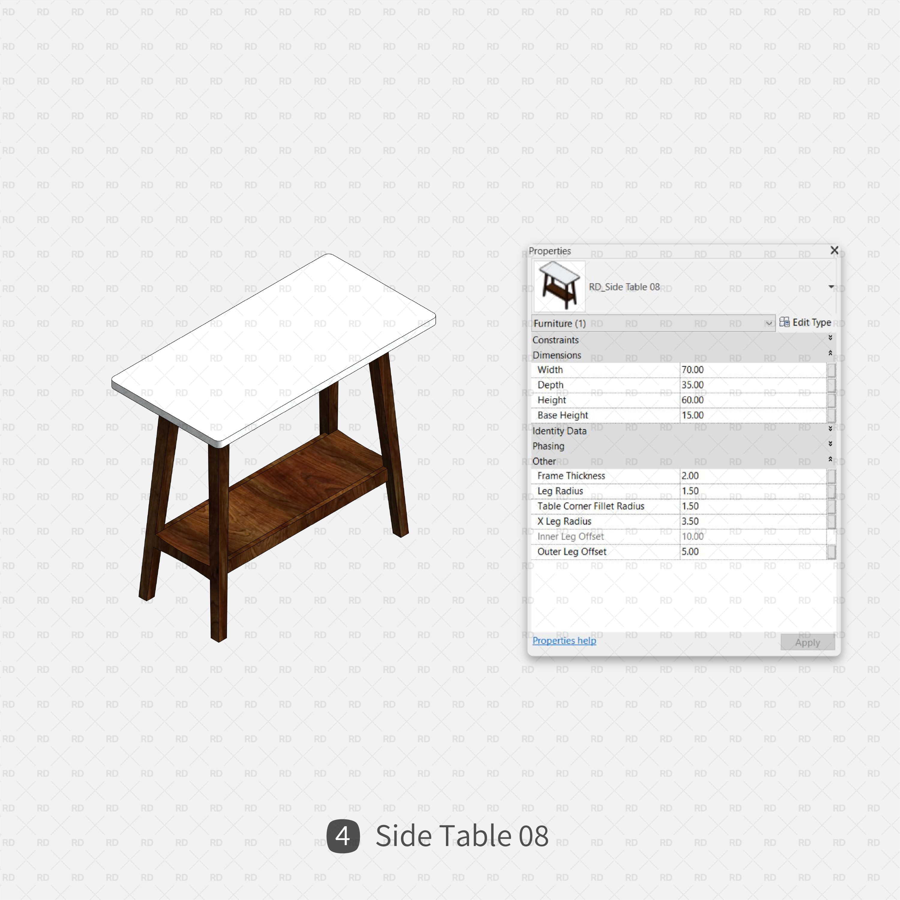 download revit rectangular side table family