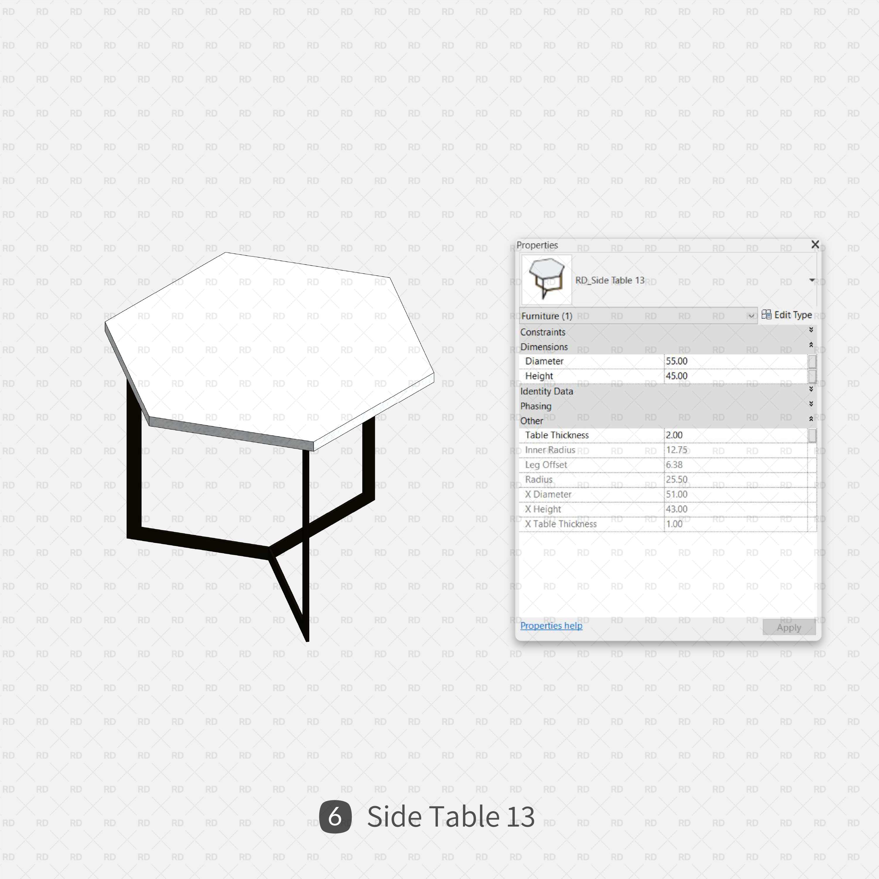 download revit hexagonal side table family