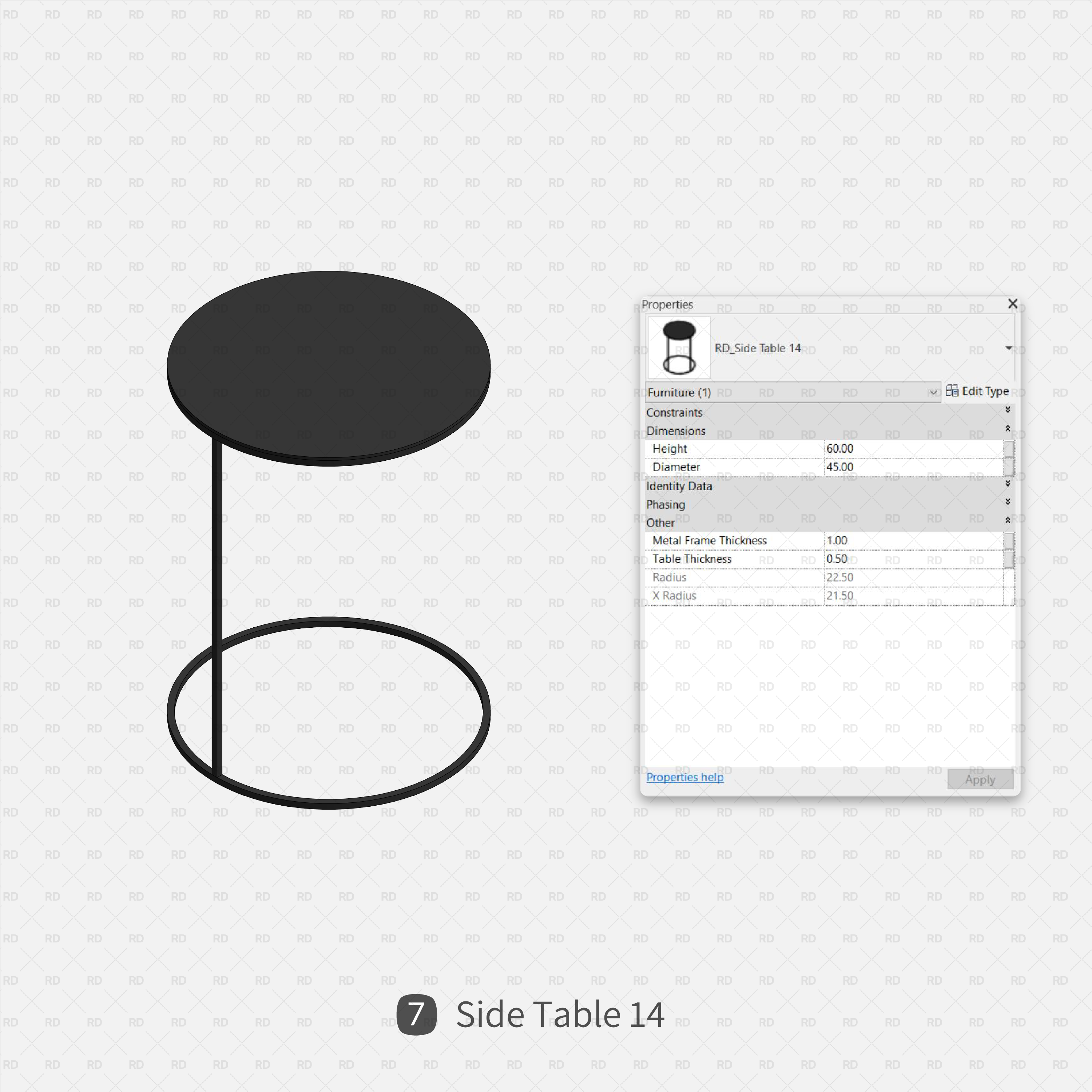 revit round side table download family