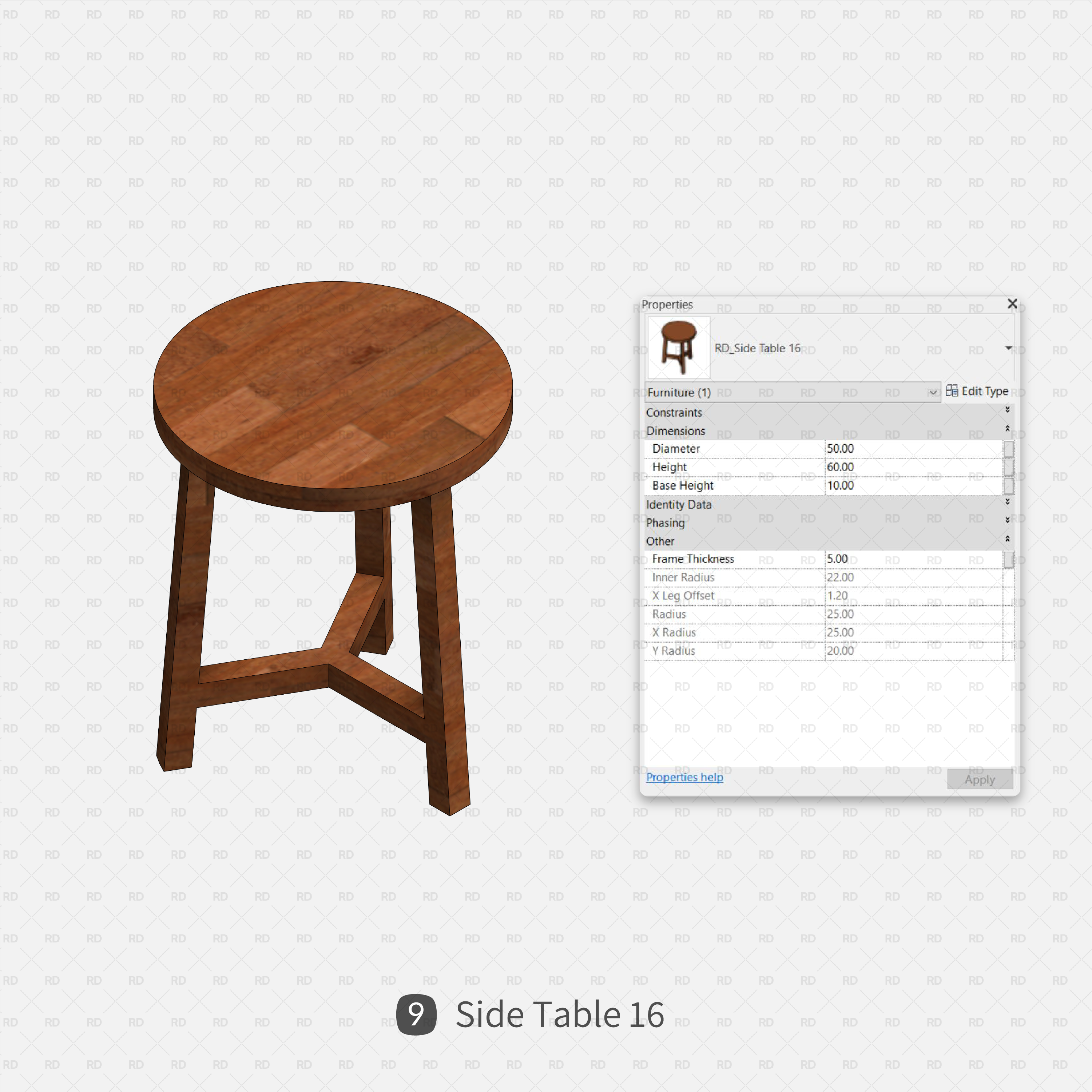 revit round side table families download