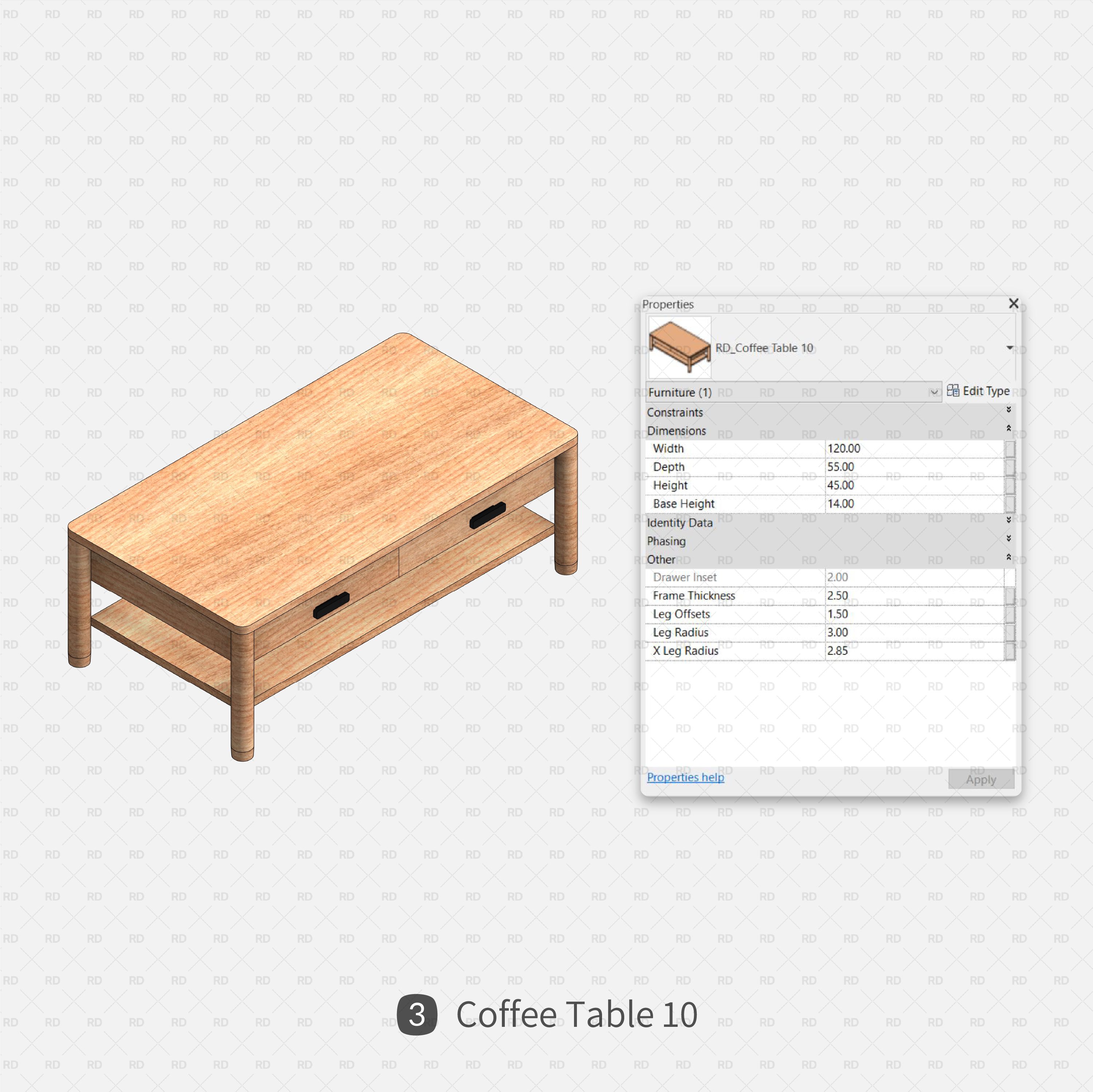 rectangular wooden coffee tables for revit download