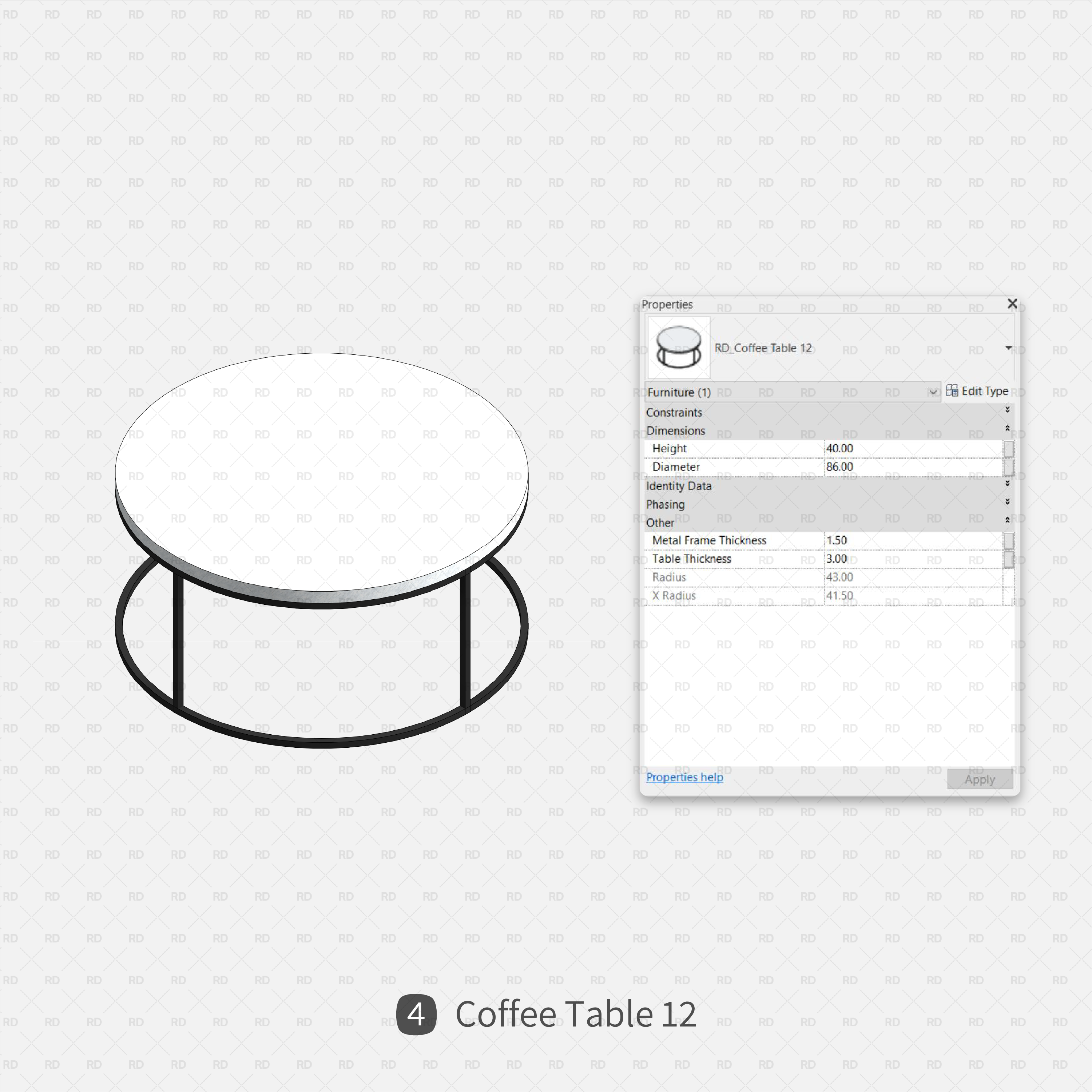 round coffee table for revit download
