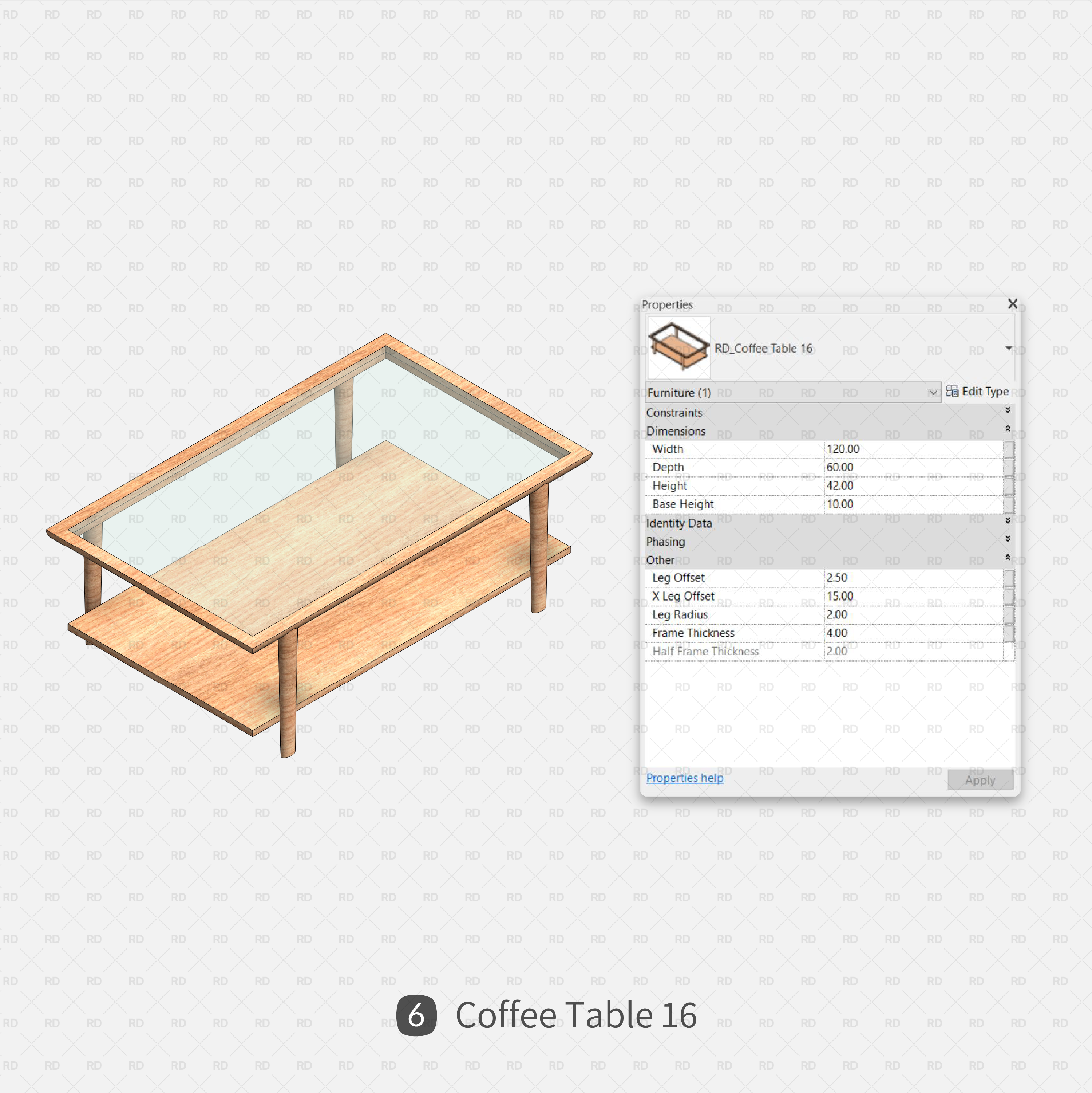 download revit rectangular coffee table