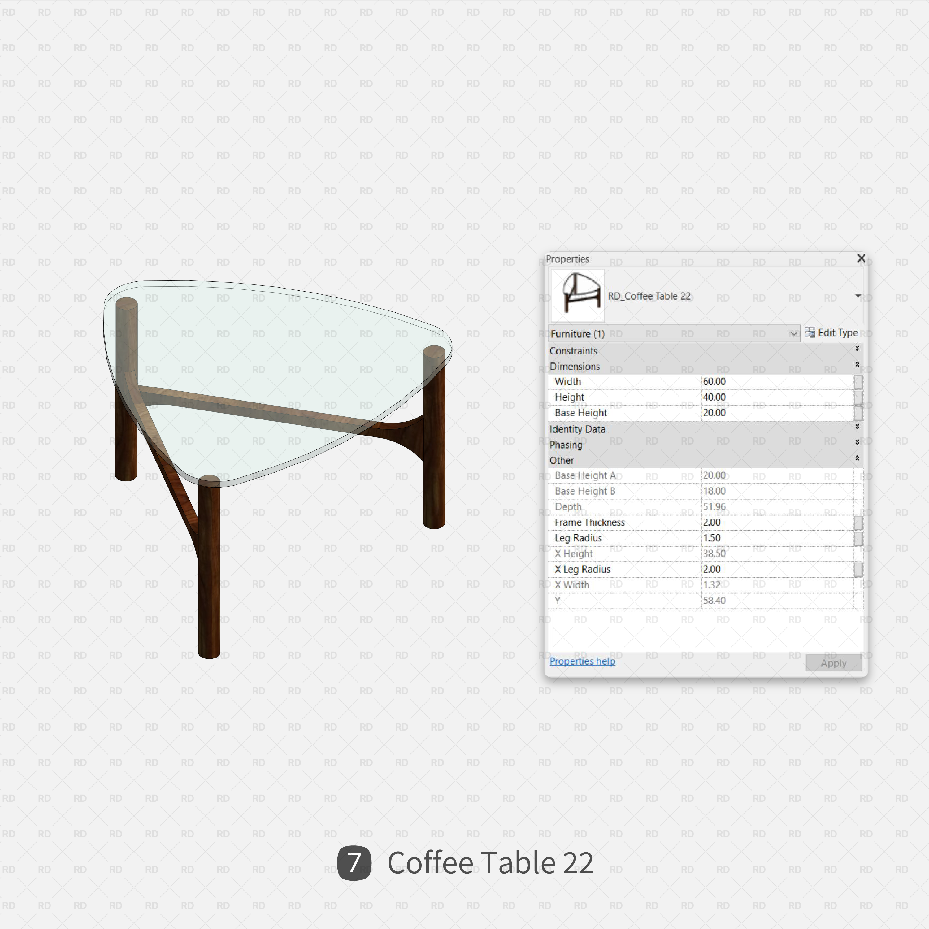 revit glass coffee table family