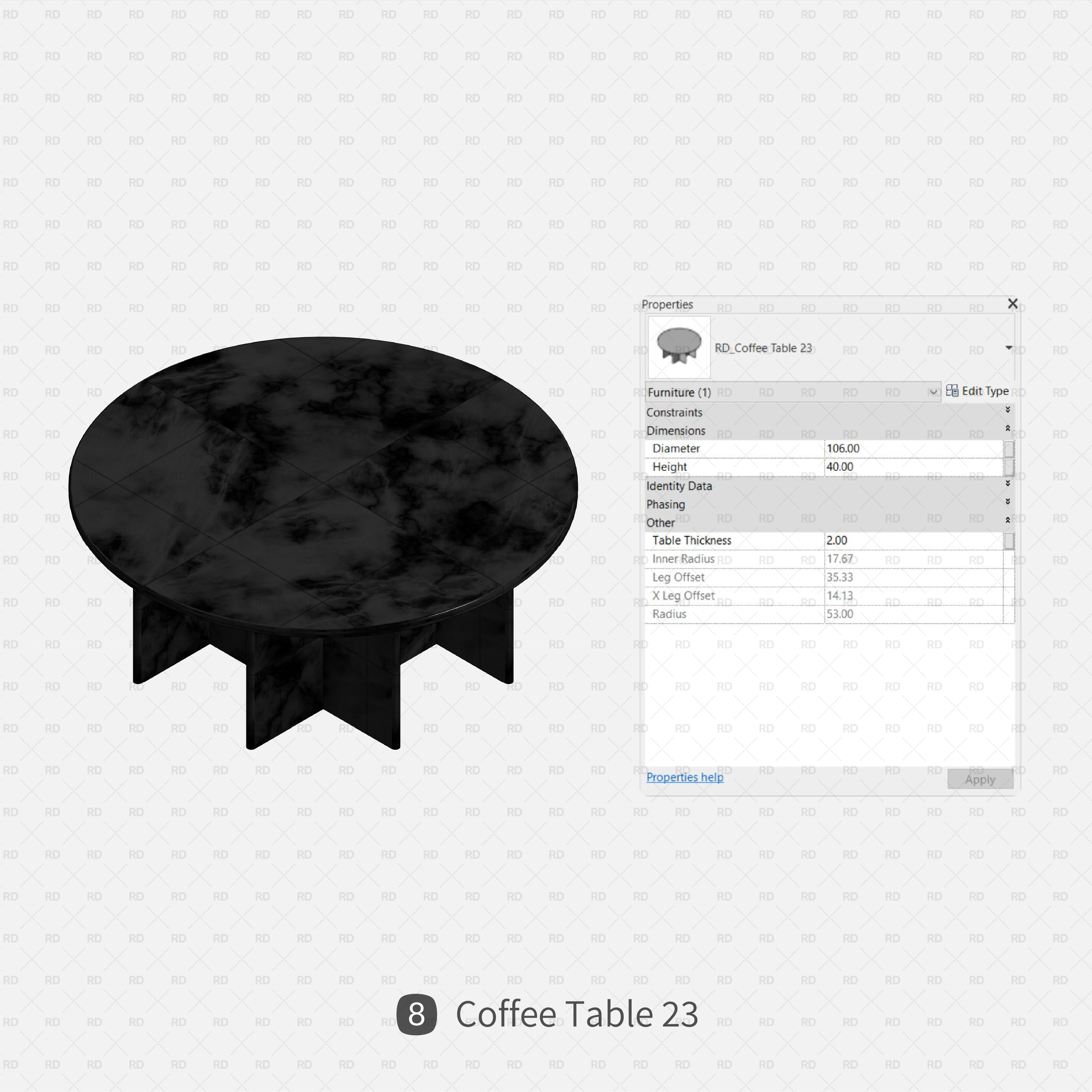 revit round coffee table family download 