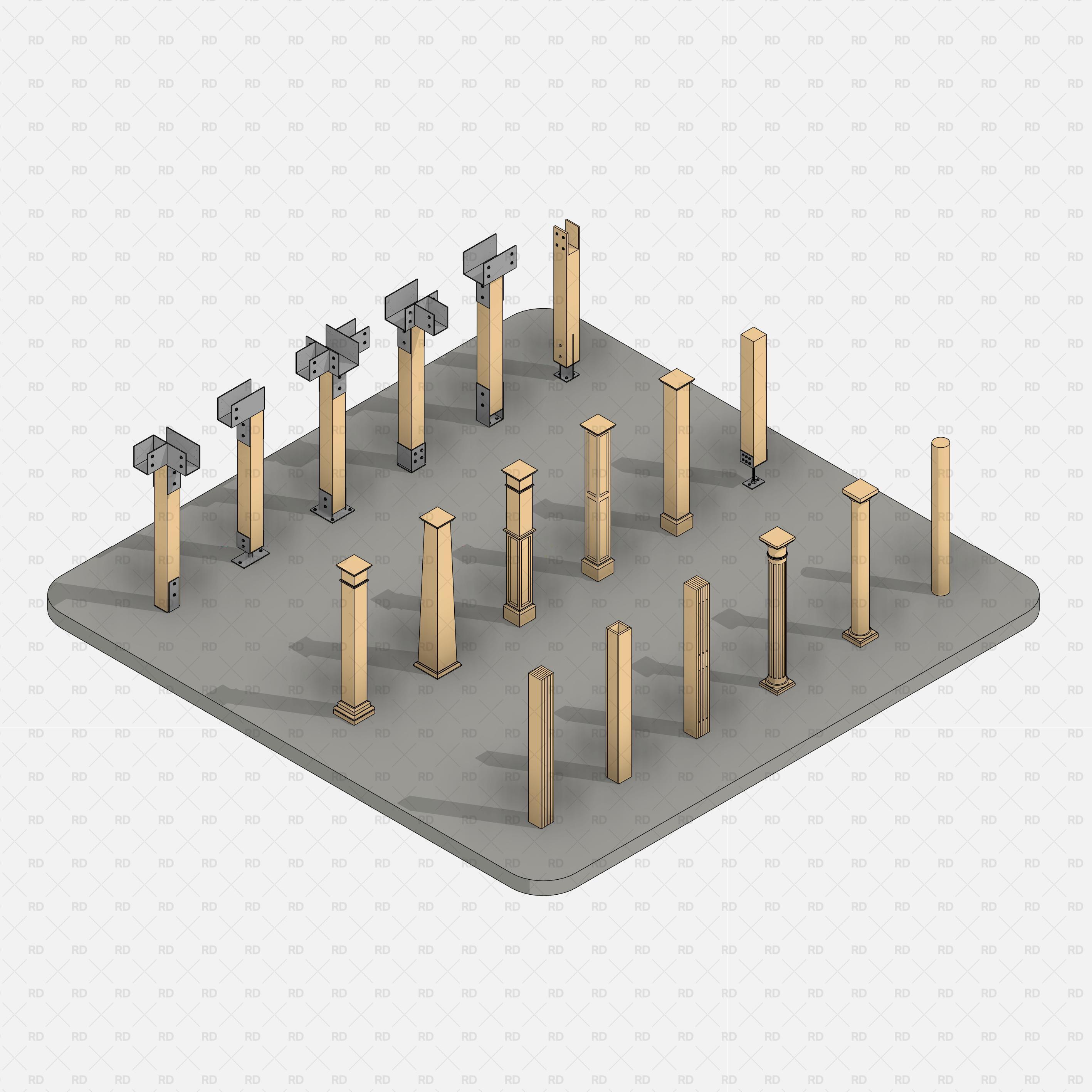 revit wood structural columns and structural connections families 