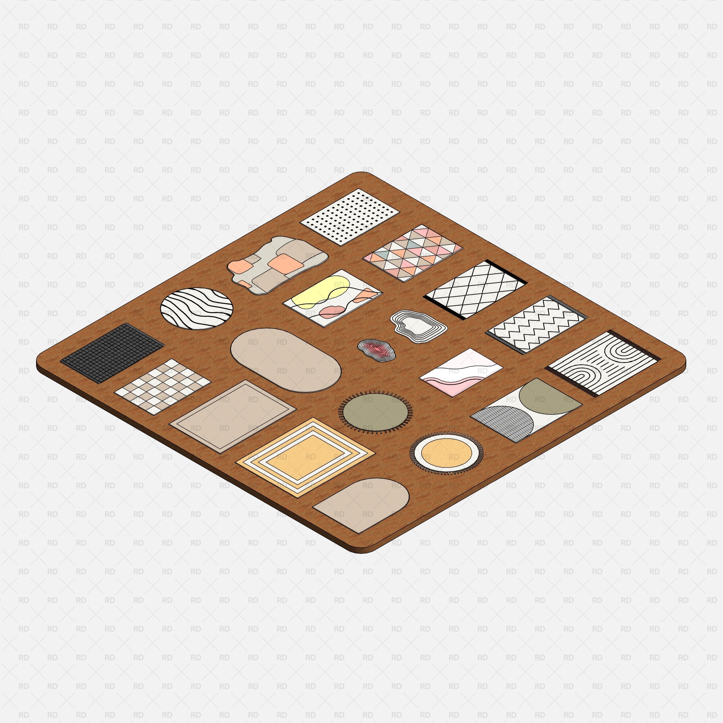 Revit Rugs Families download bim object 3d model 