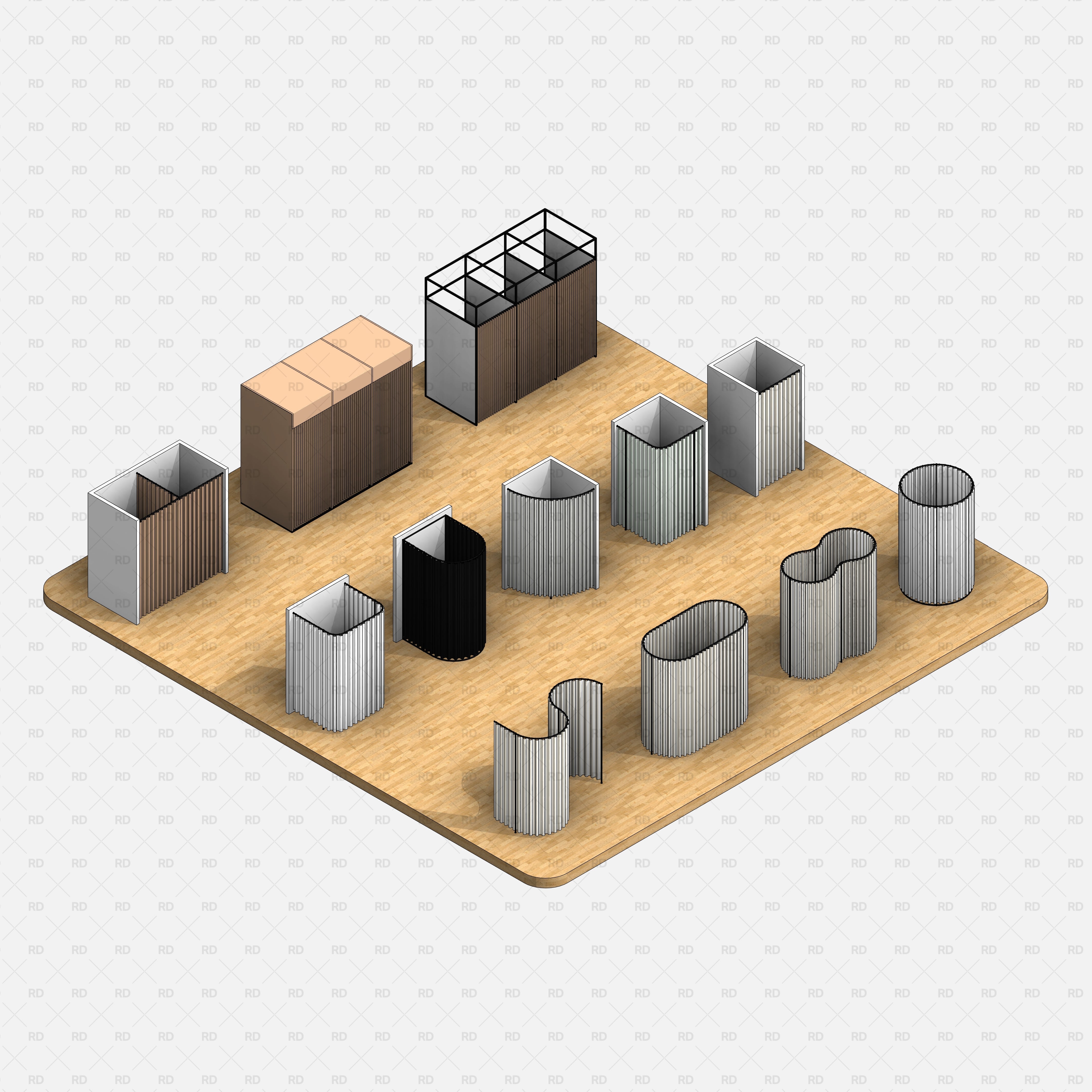 Revit Retail Curtain Rods and Fitting Room families download 