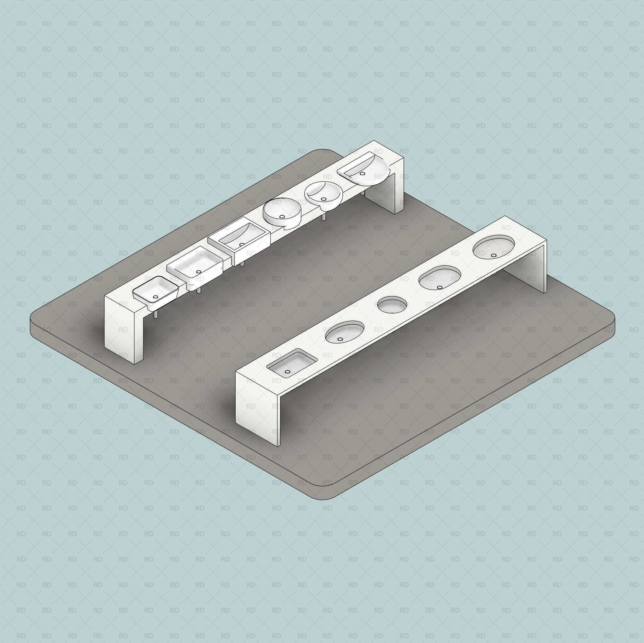 Undermount and Semi-Recessed revit families wash basin