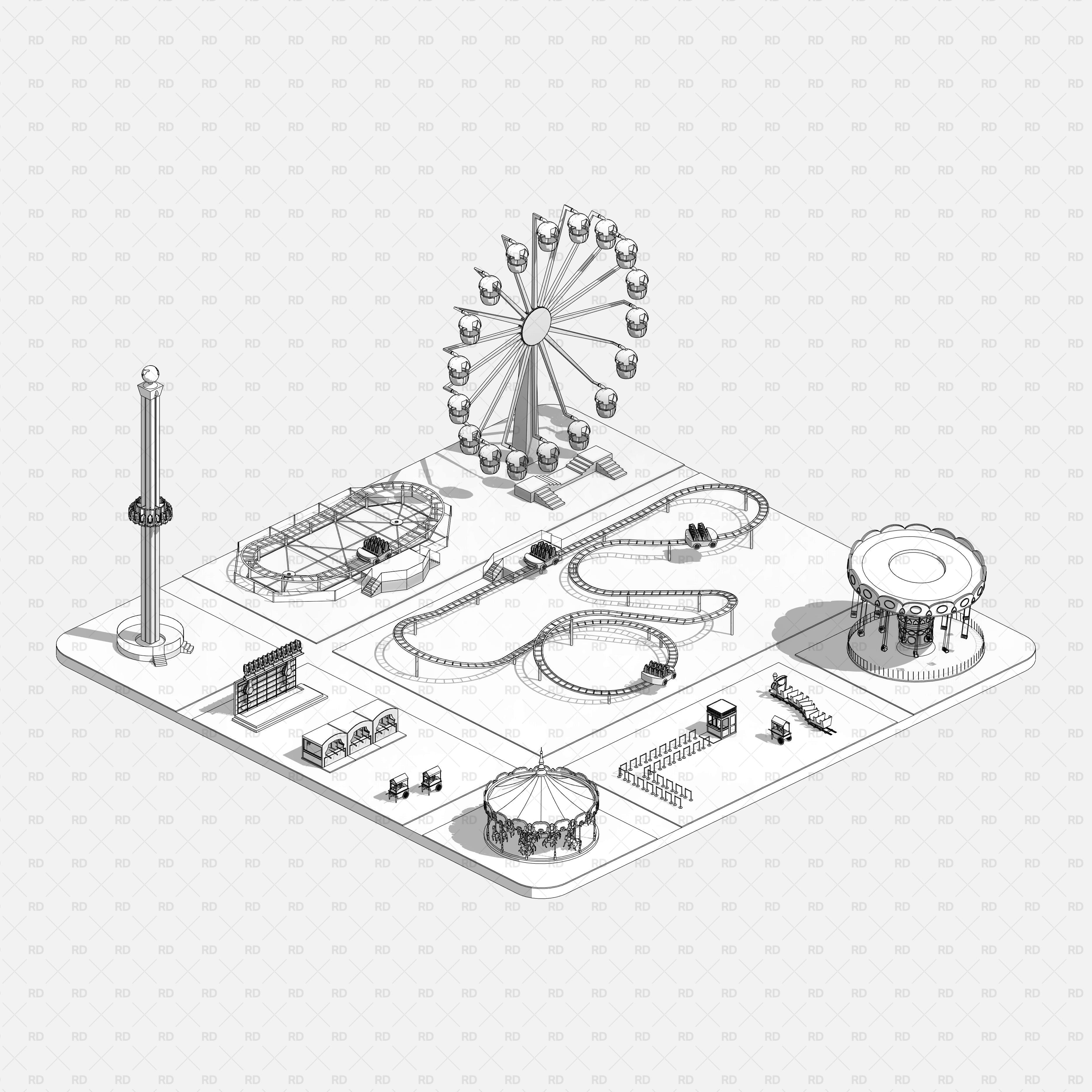 download revit amusement park bim object blocks