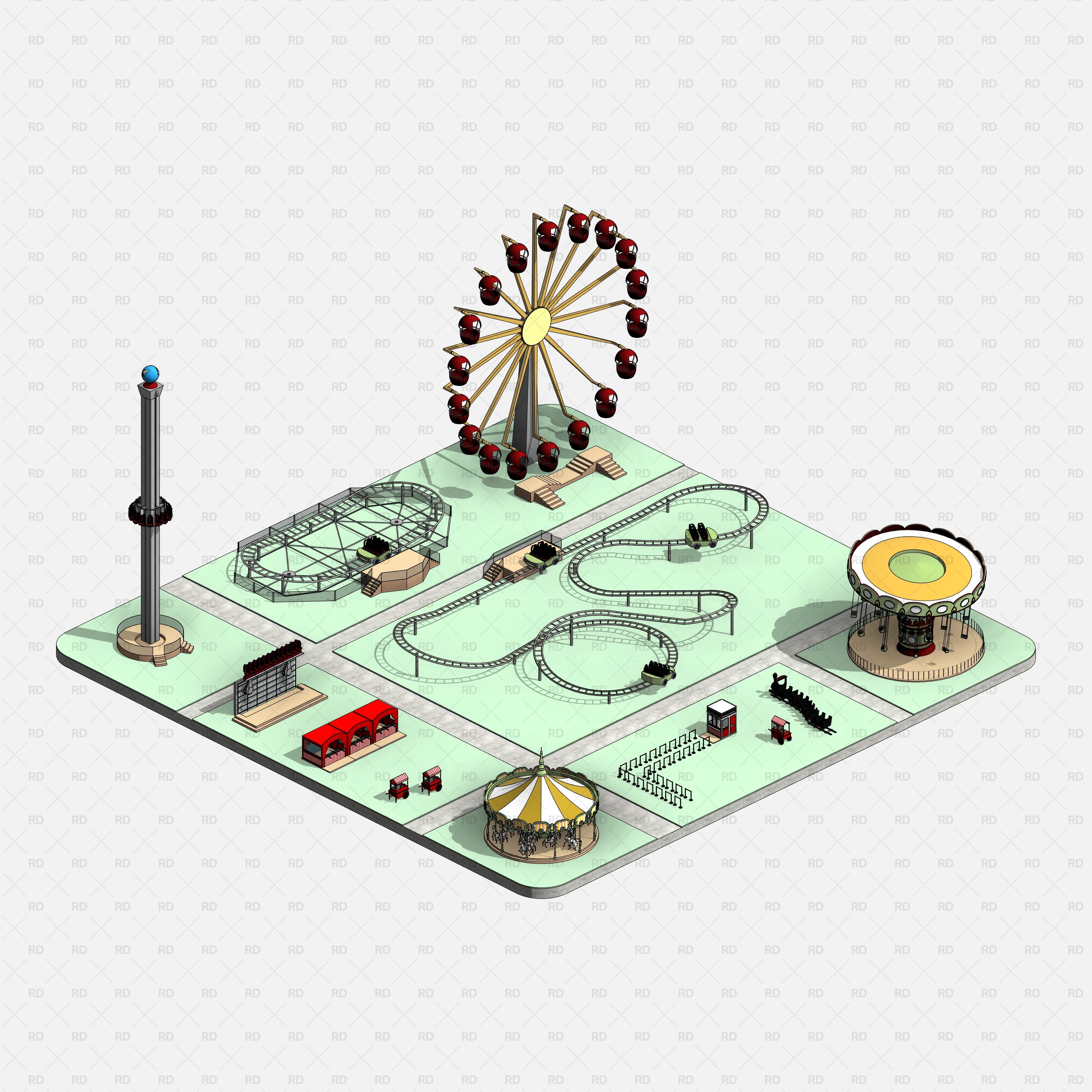 Revit Amusement Park Equipment families download 