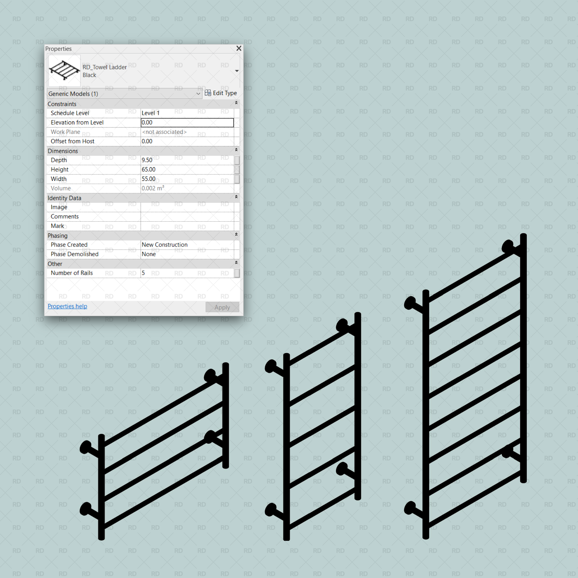 revit parametric towel ladder
