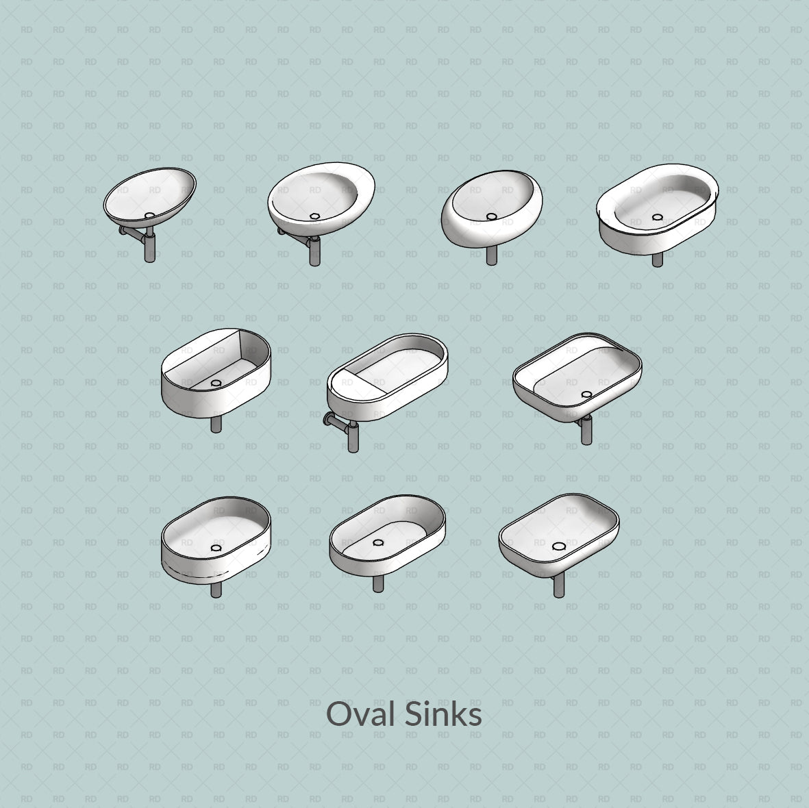 revit oval ellipse wash basins