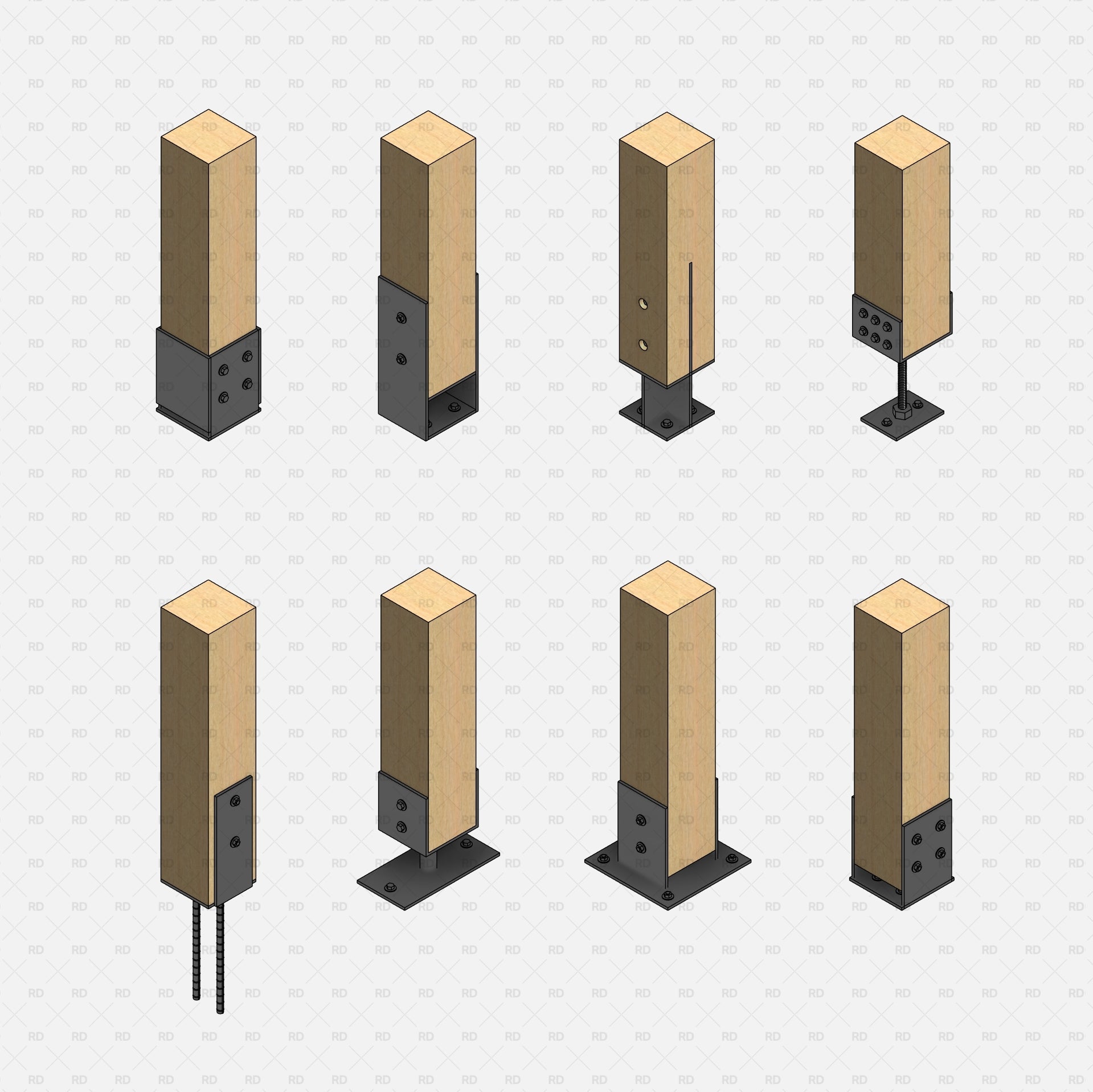 revit wood structural connections base families download