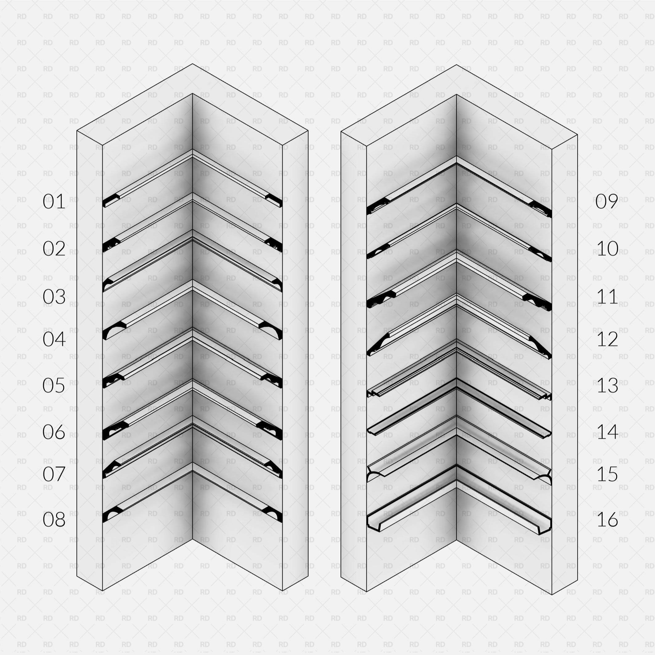 Revit Crown Moldings Profiles (16 Wall Sweeps) - RD Studio