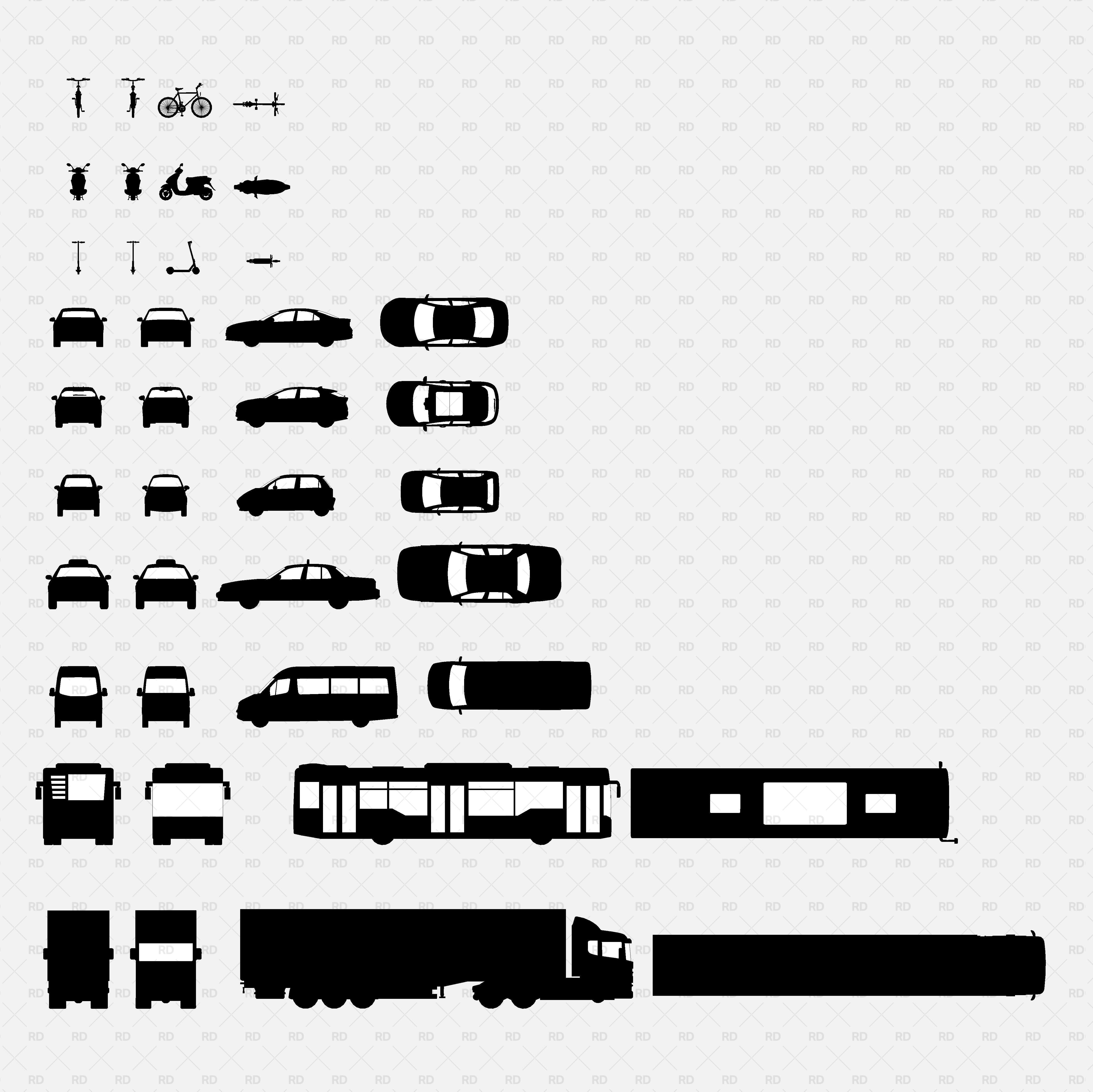 Download Revit 2D Vehicles (40 Figures) | RD Studio