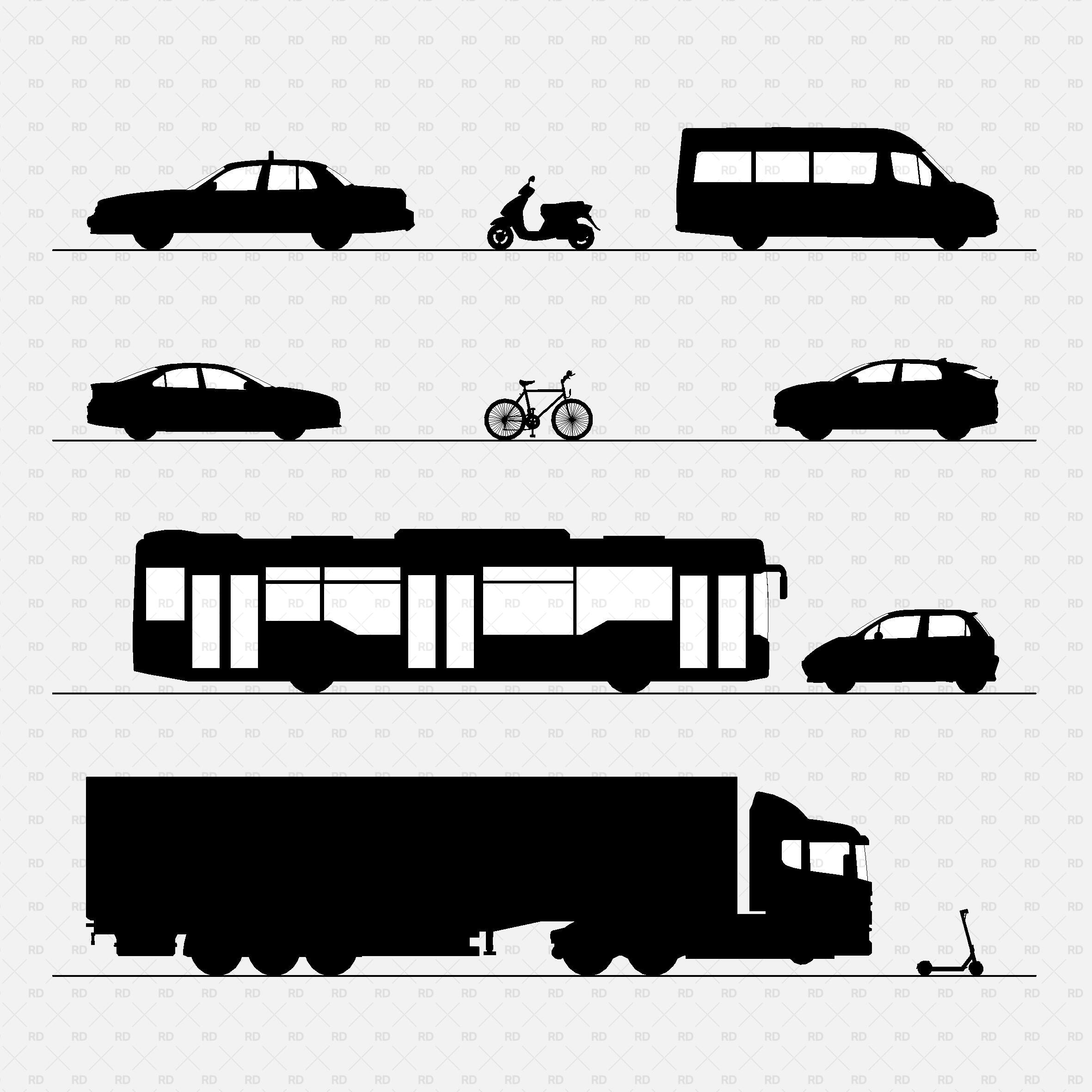 2d revit cars silhouettes side view 