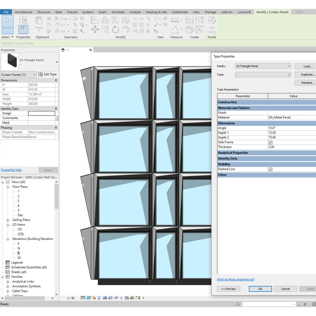 download revit curtain wall triangle panel