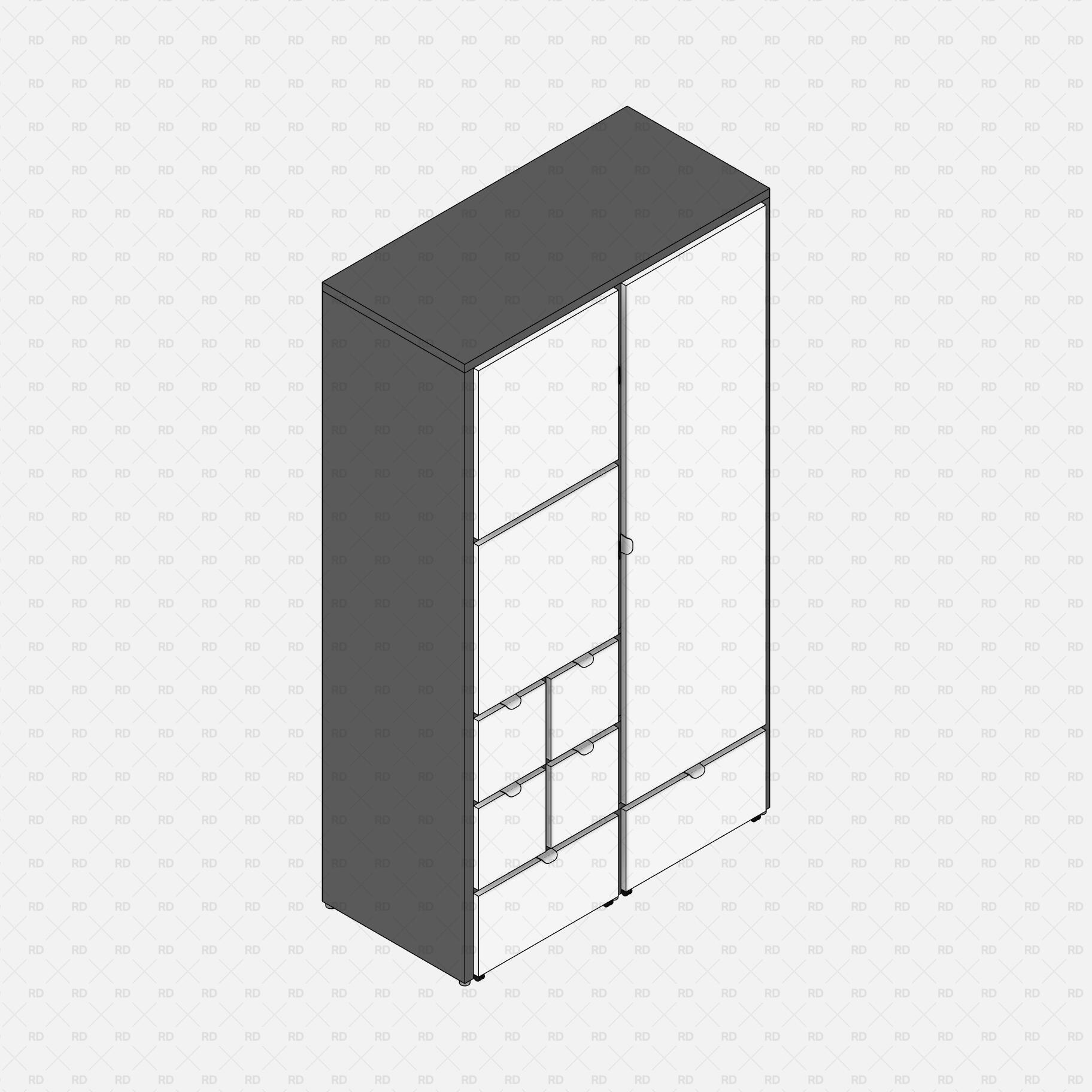 Revit Wardrobe Family with double door free download bim object 3d model 