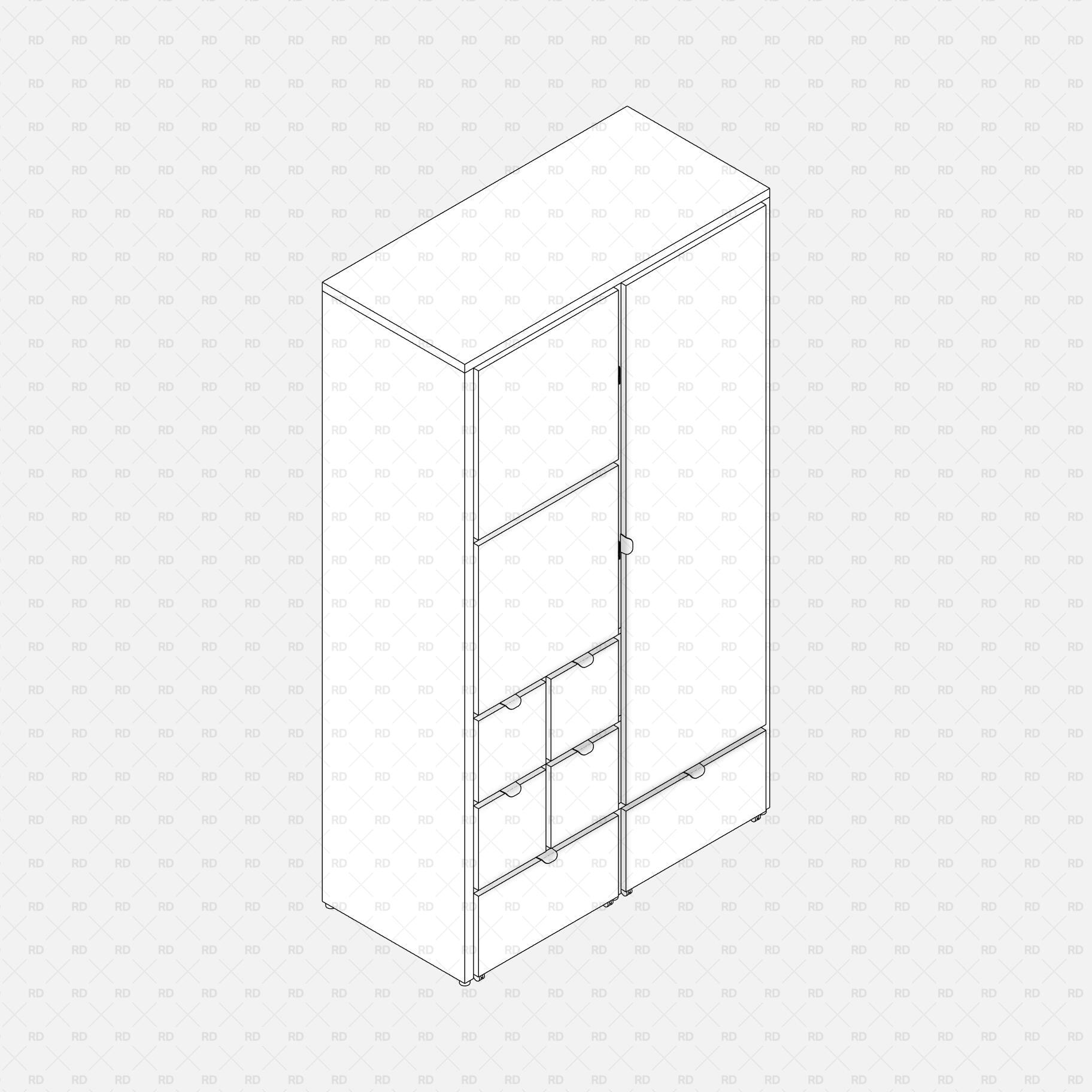 Revit Wardrobe Family with double door free download bim object 3d model parametric