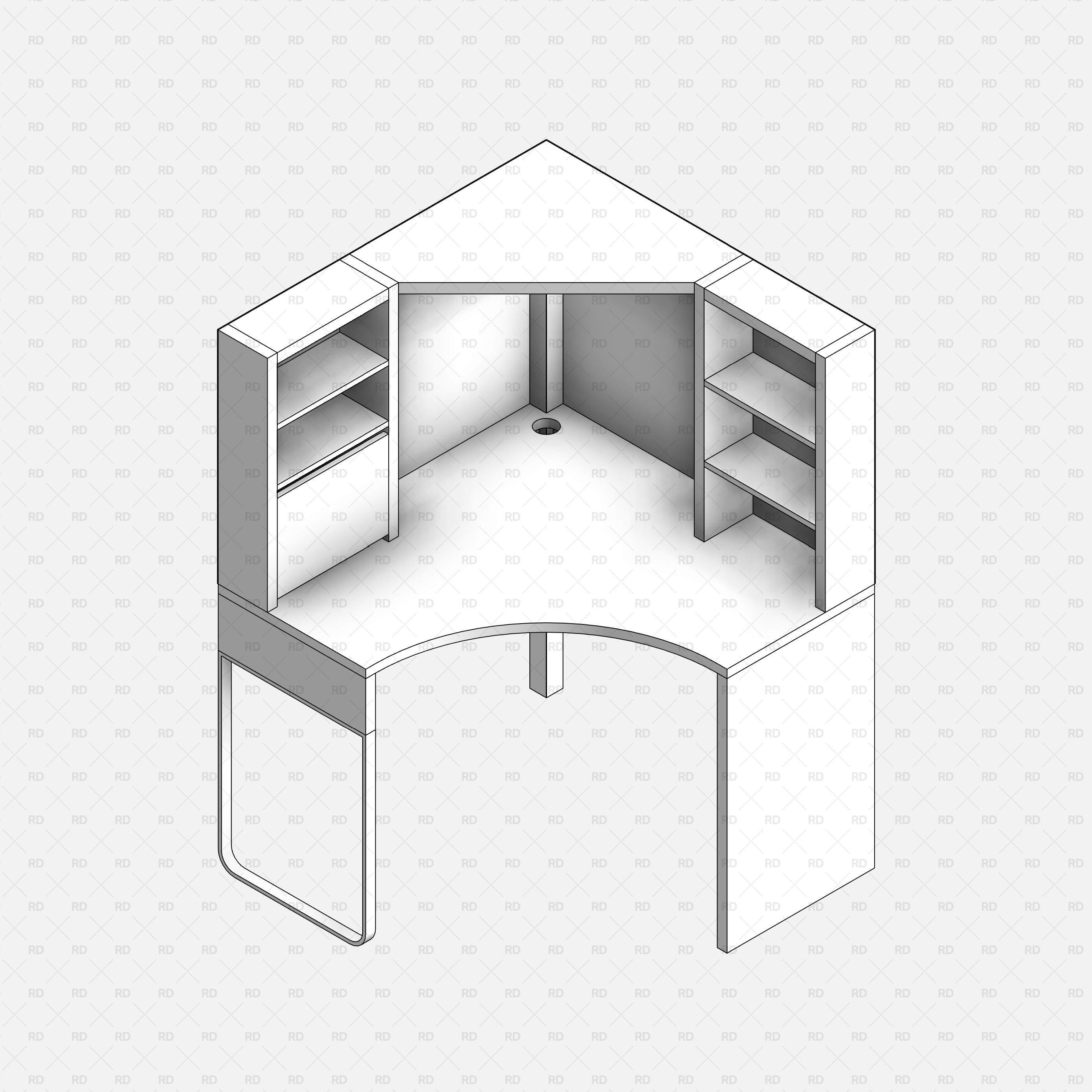 Revit IKEA MICKE Corner Workstation family free download bim object