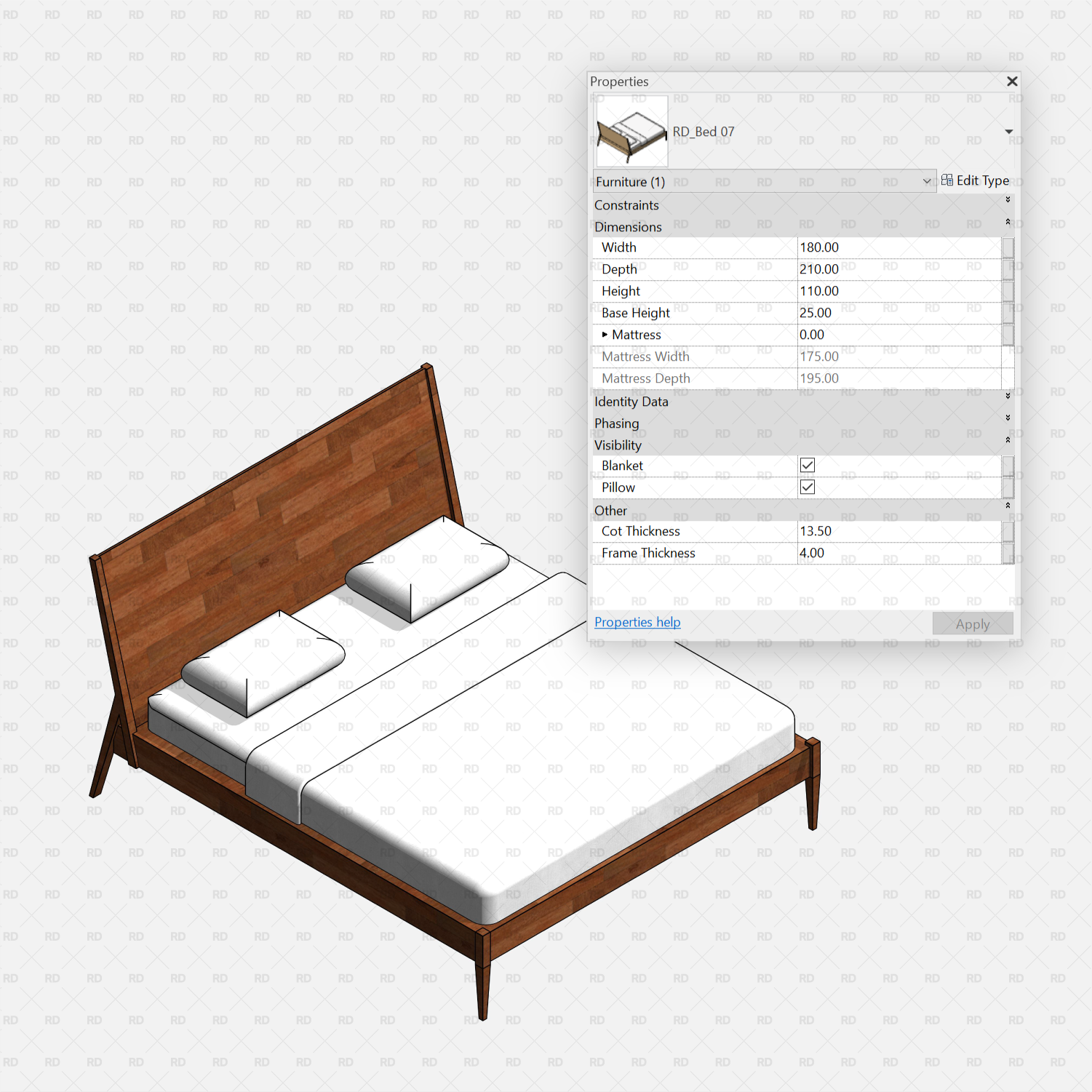 download revit modern bed