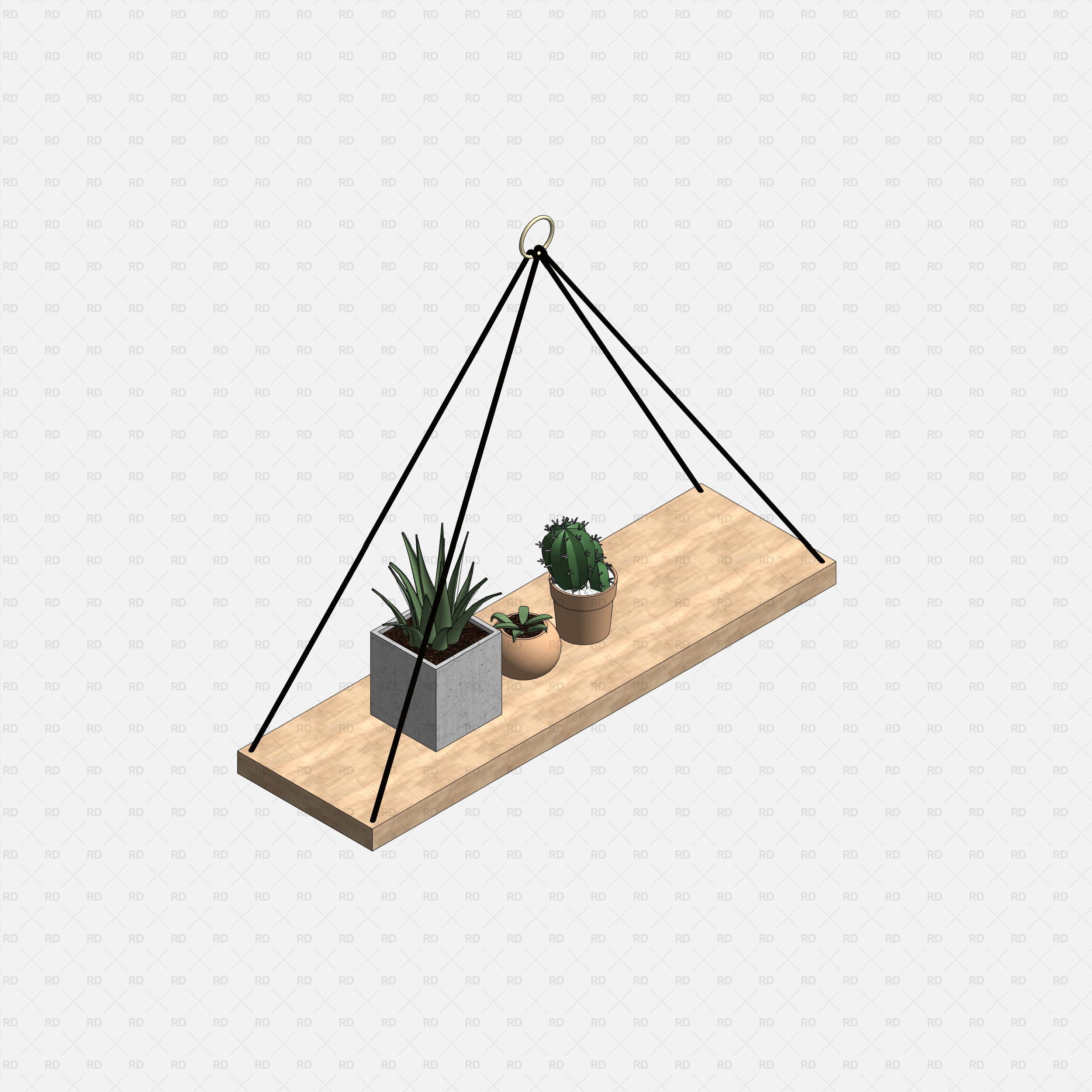 revit shelf with plants