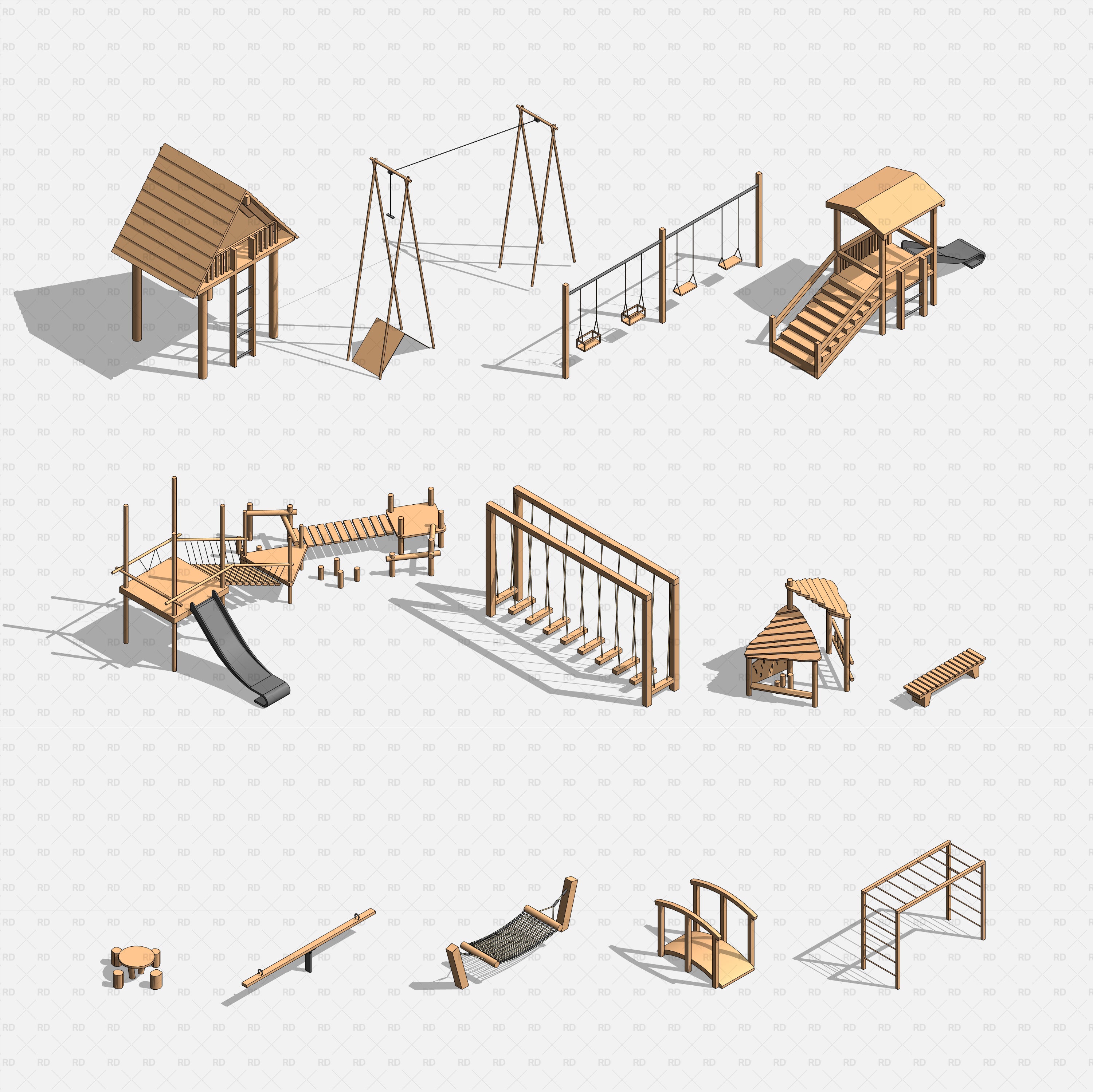 wooden playground revit