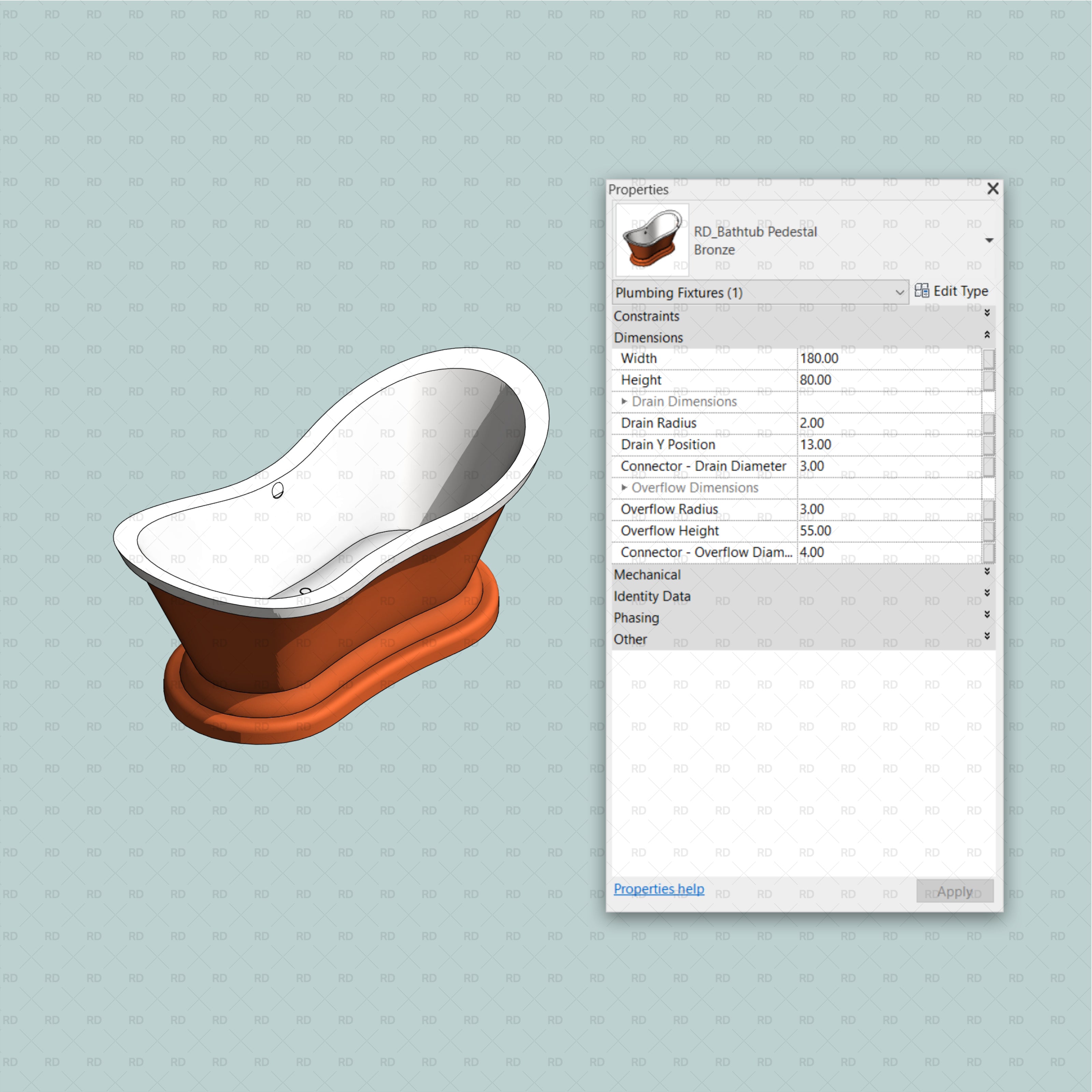 revit pedestal bathtub family 