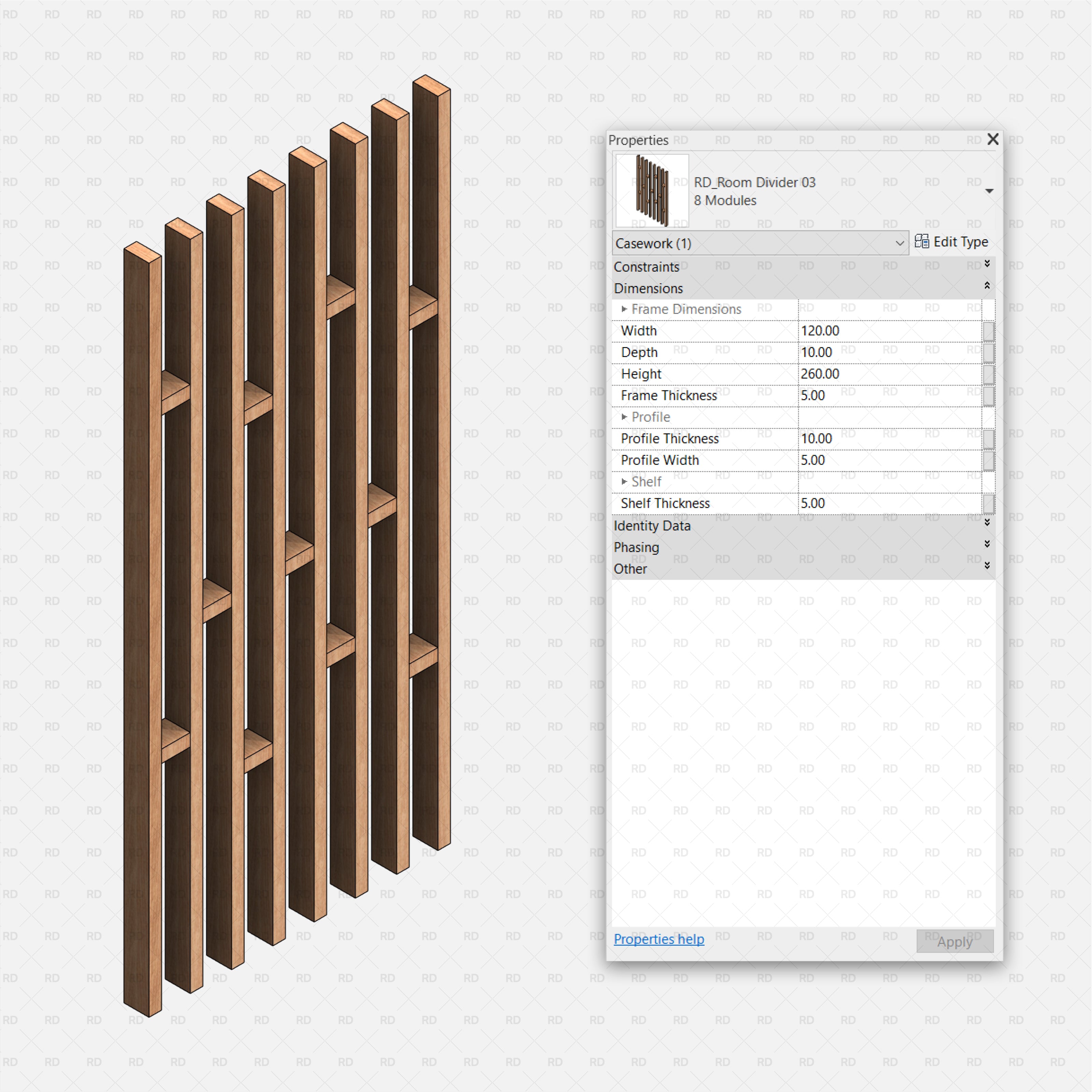 vertical partition wall revit family