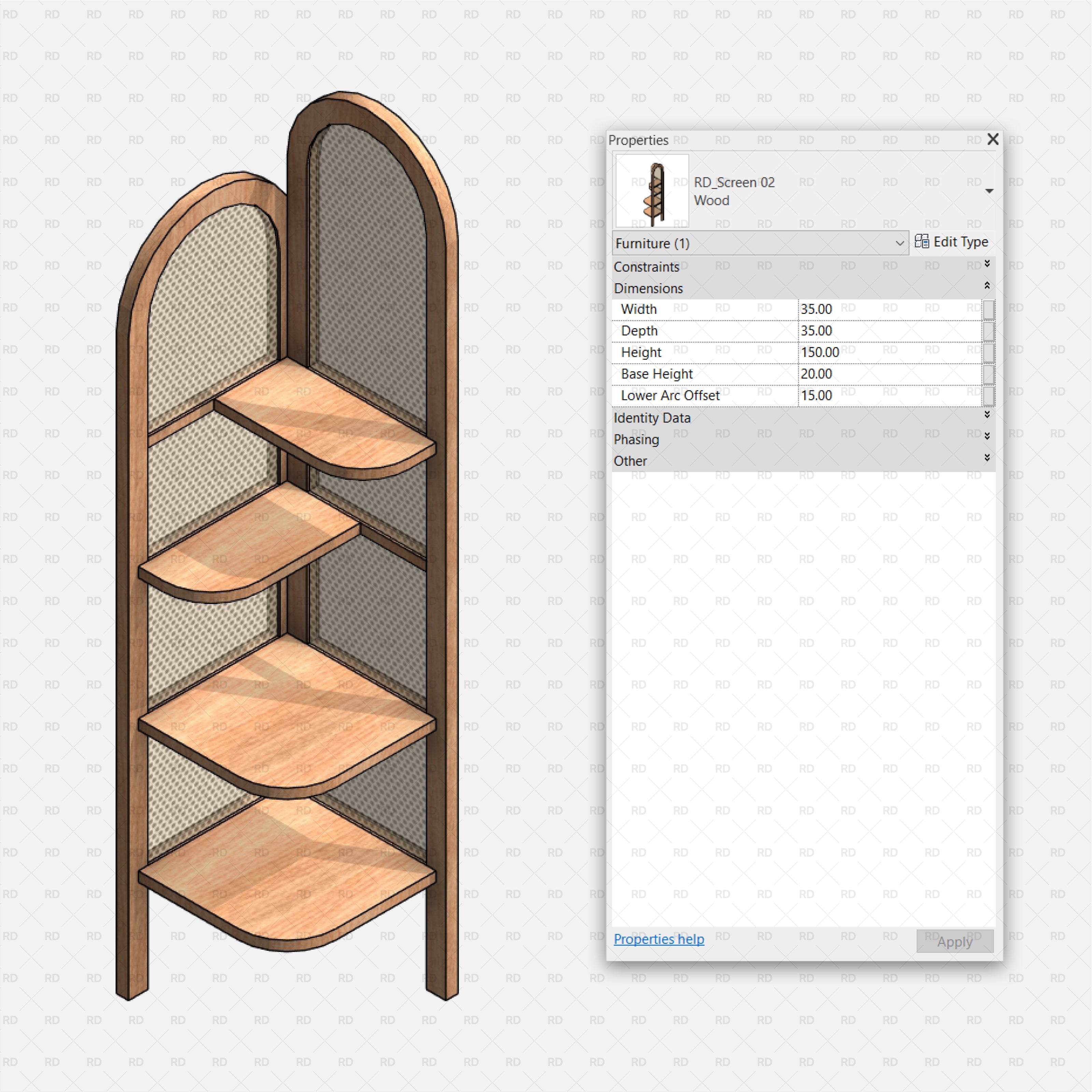 partition screen bedroom revit family 