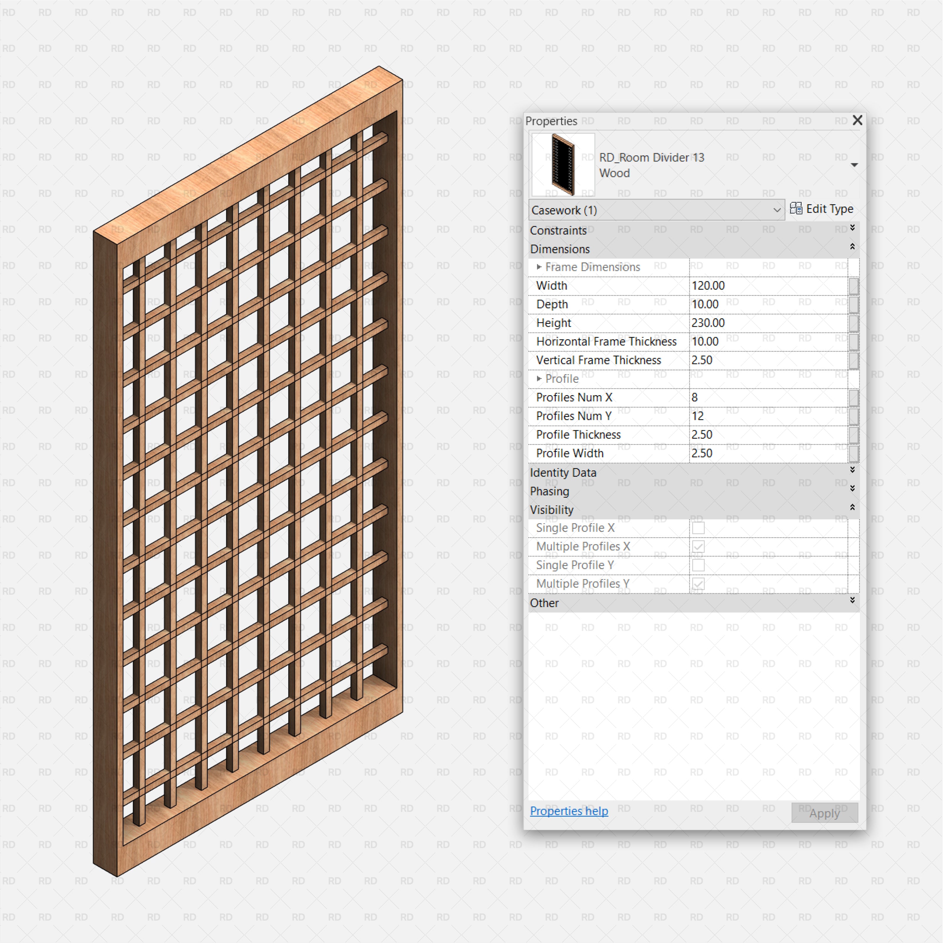 grid partition wall revit family