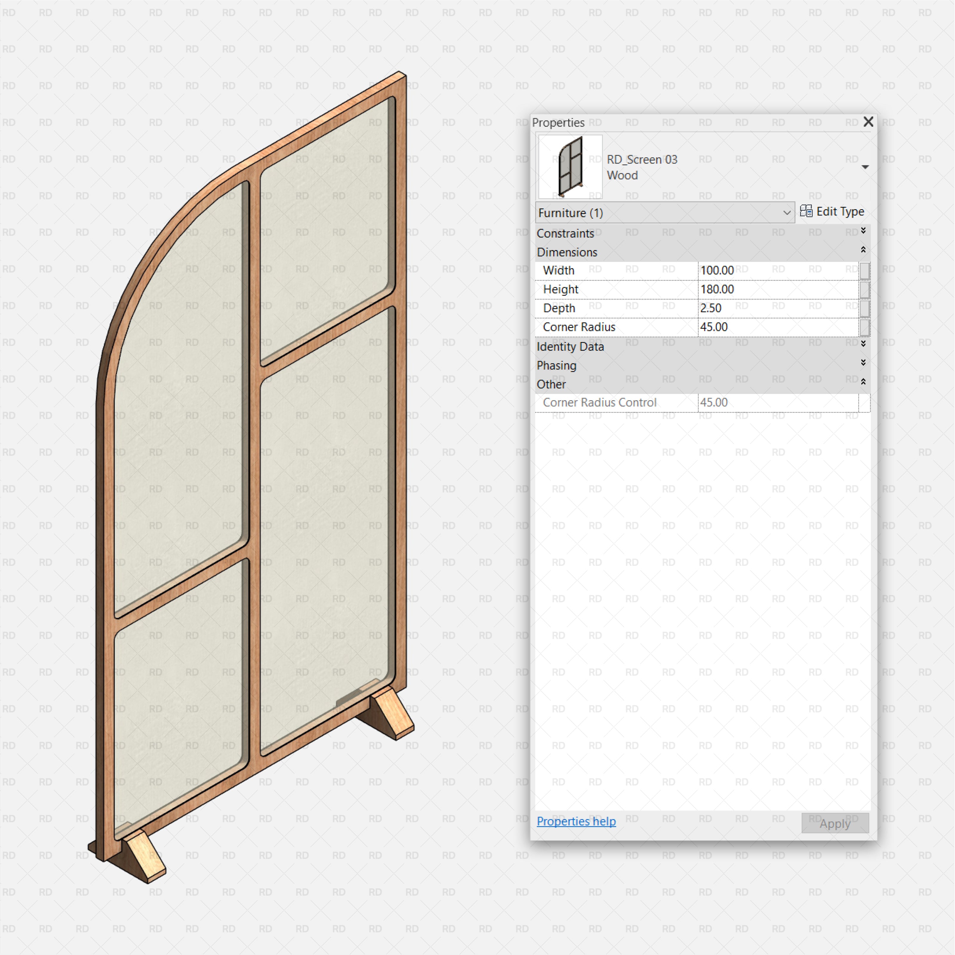 Woven Rattan Screen Divider revit family 