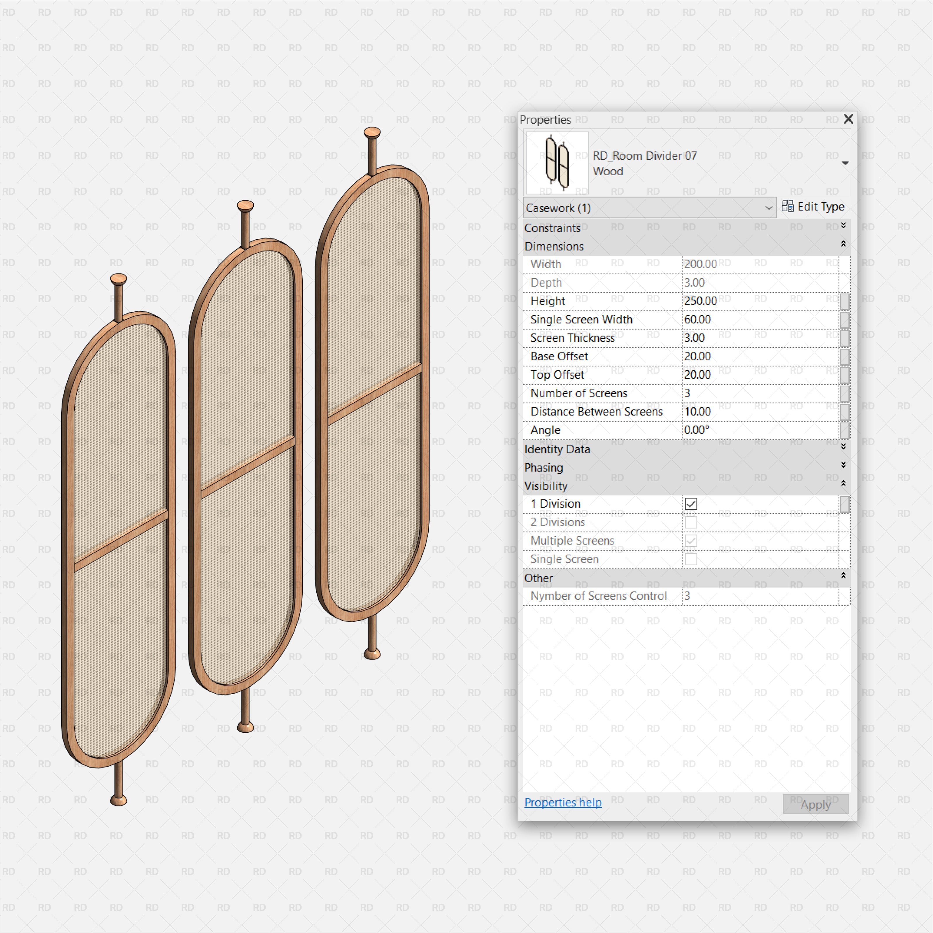 boho style divider revit family 