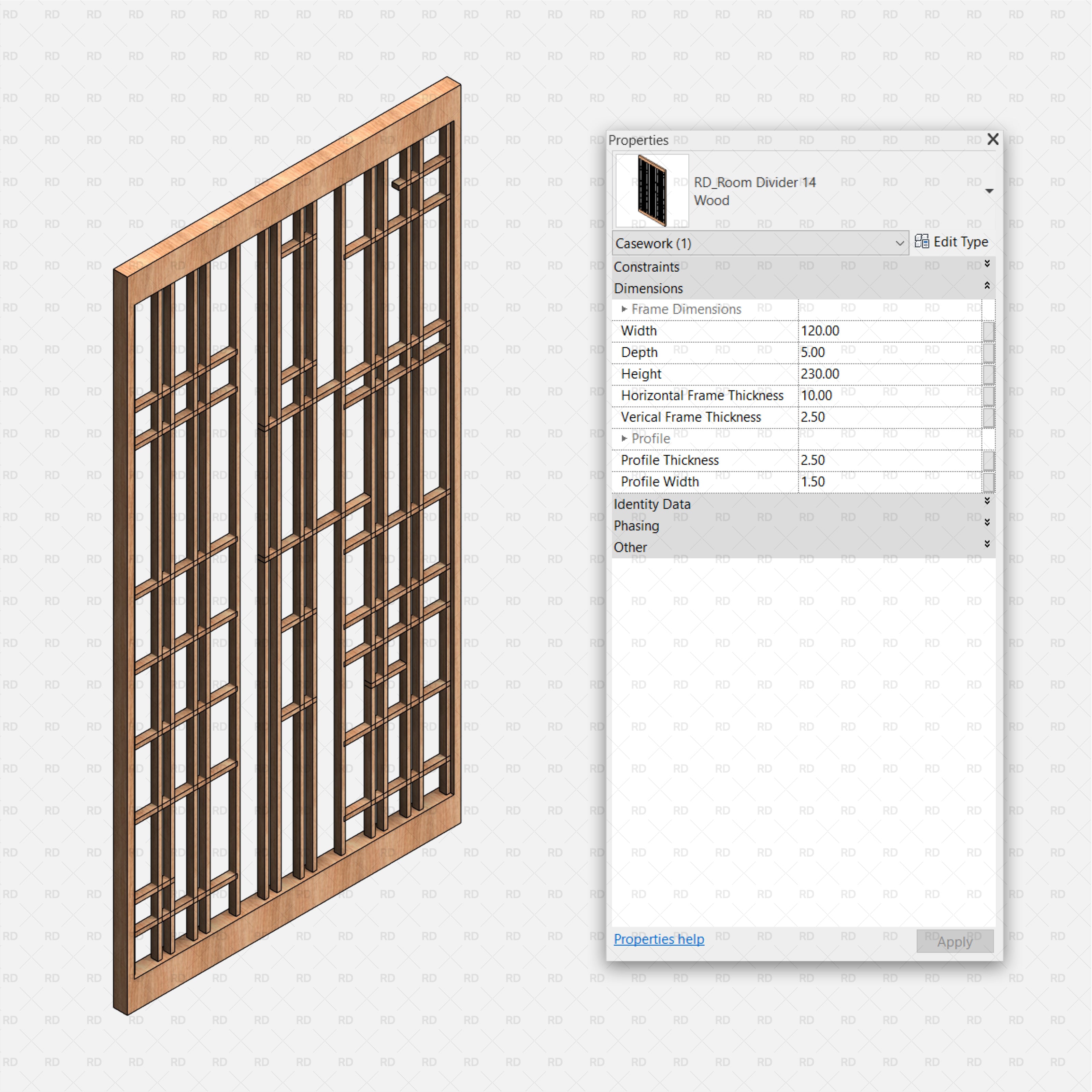 Panel Divider with Horizontal Stripes
revit family