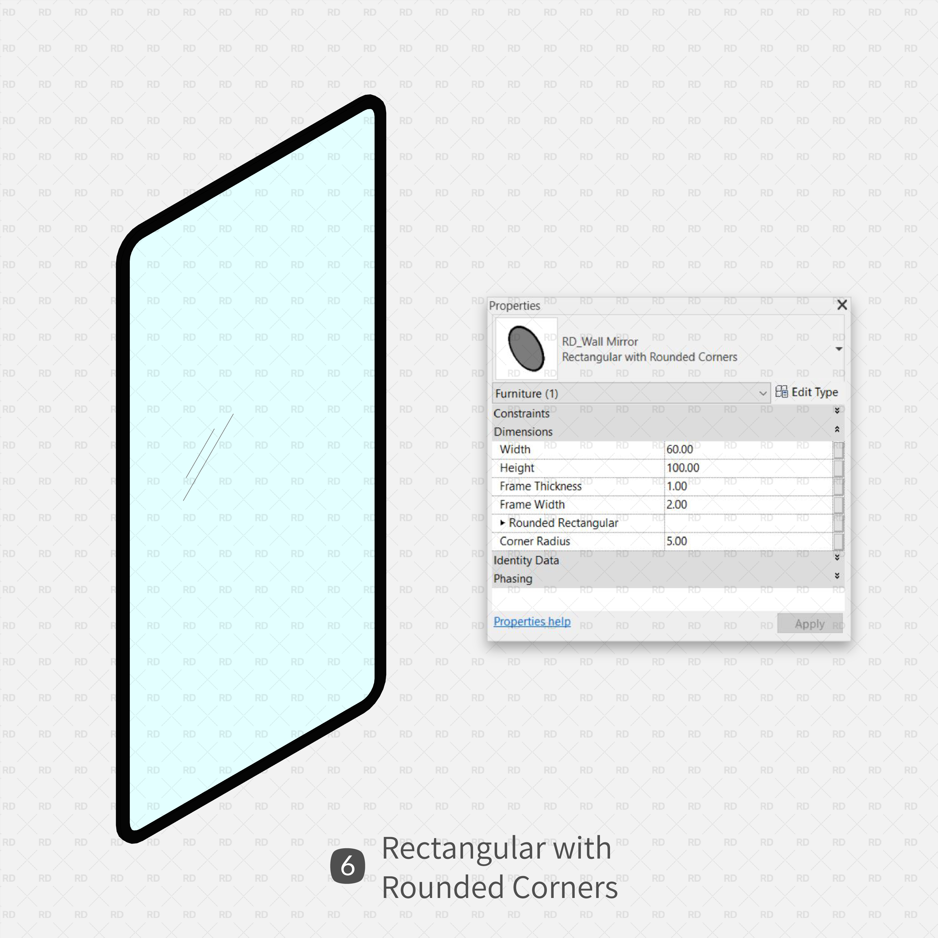 mirror with rounded corners for revit