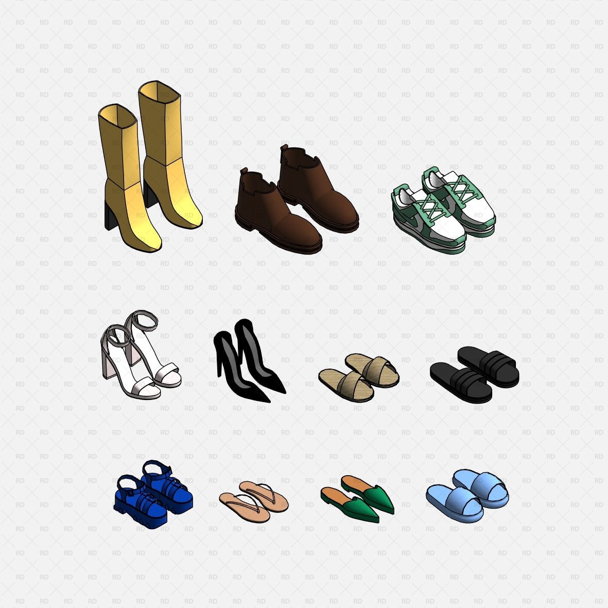 revit shoes families download 