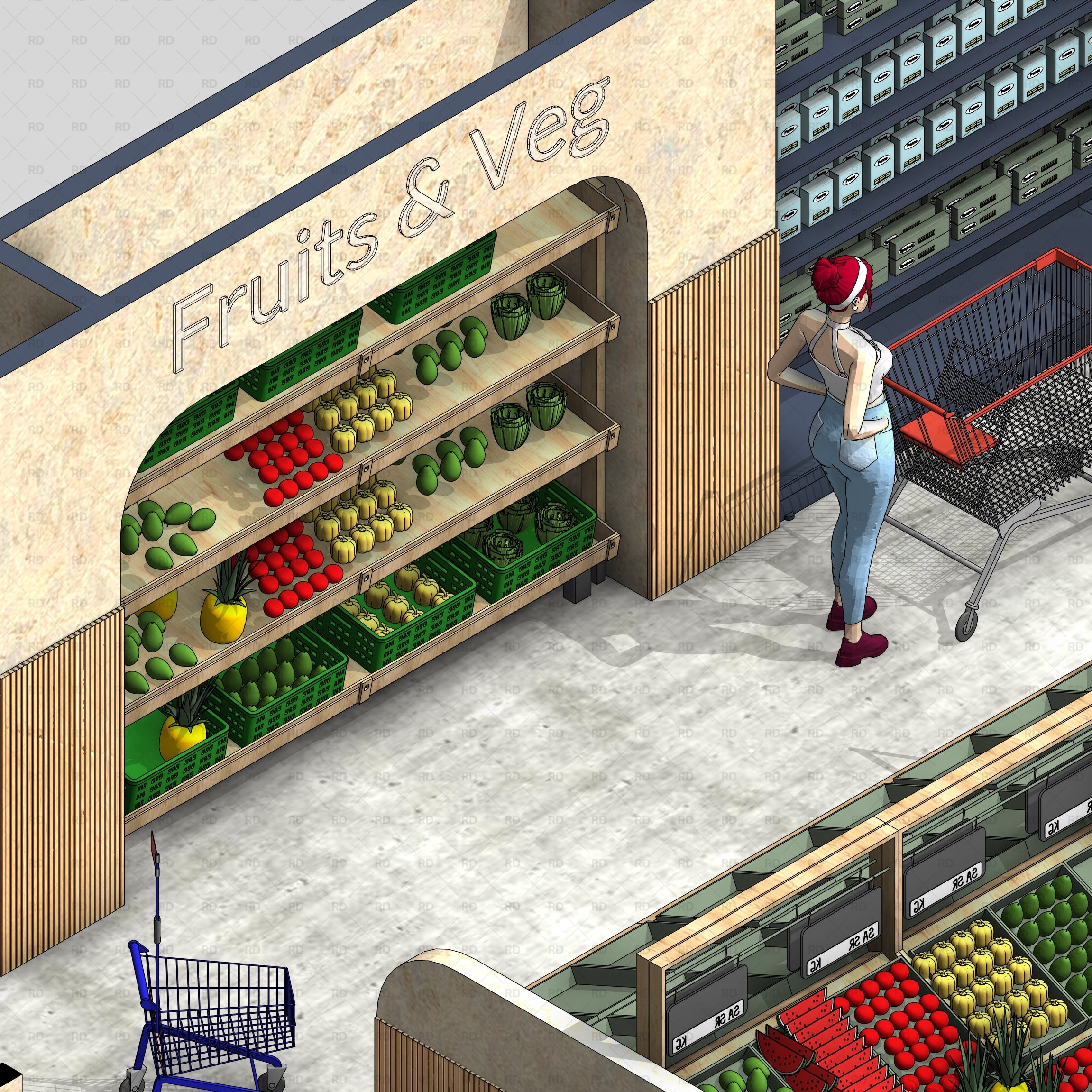 Revit Supermarket and Grocery Store Equipment Families download 2020 fruits and veggies 