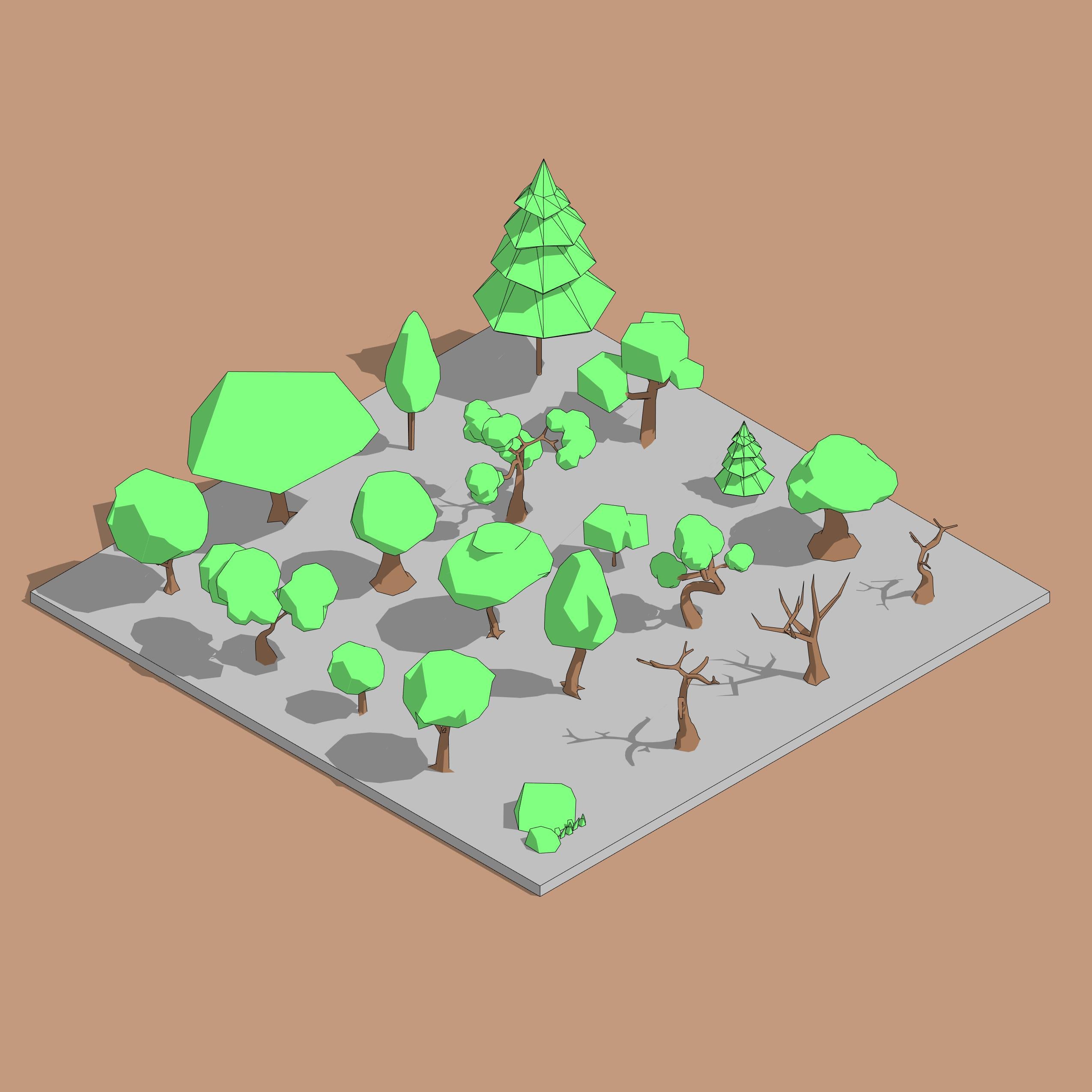 Revit 3D Low Poly Trees Families