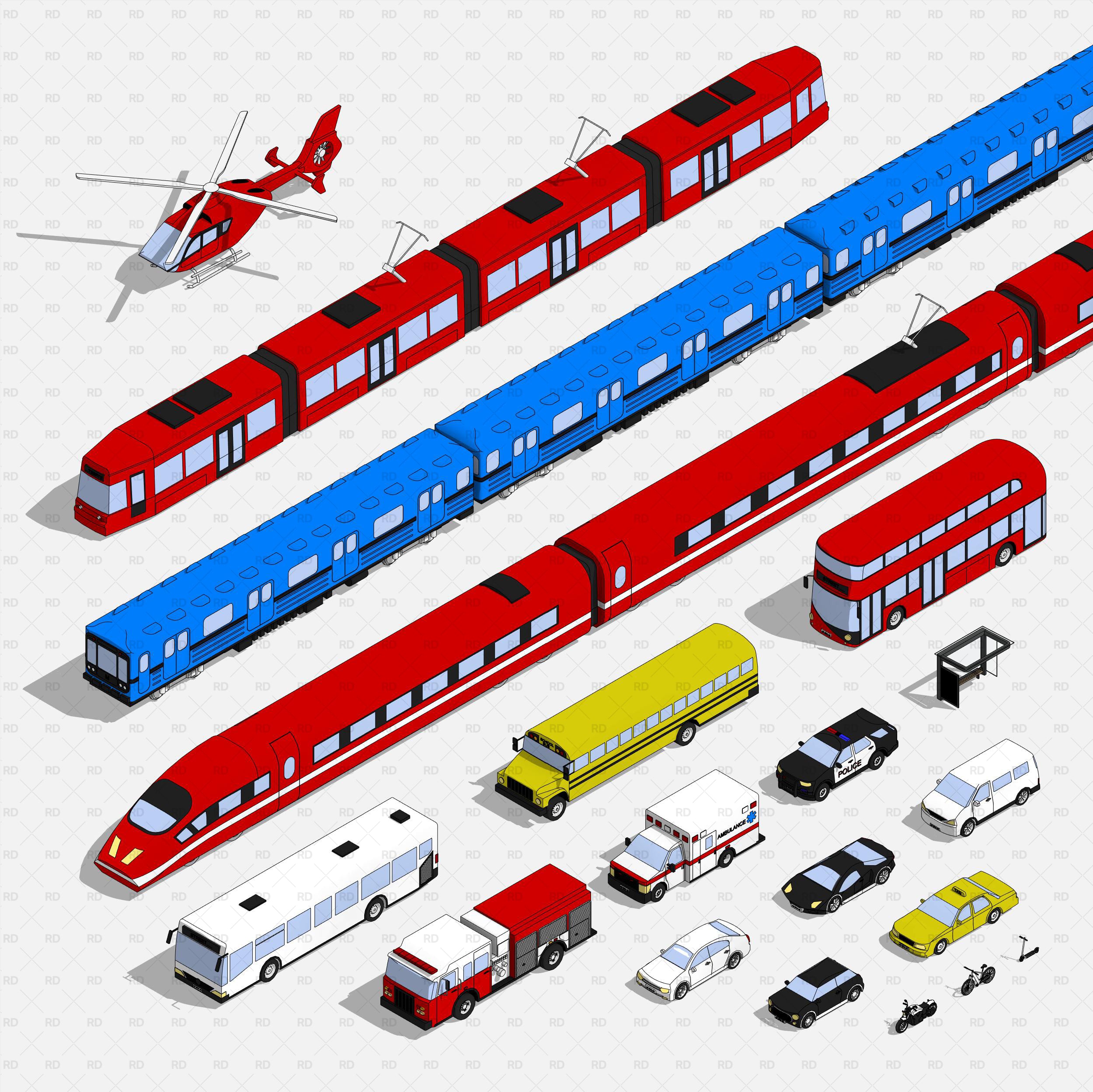 Revit Vehicles and Public Transportation Super Mega Pack