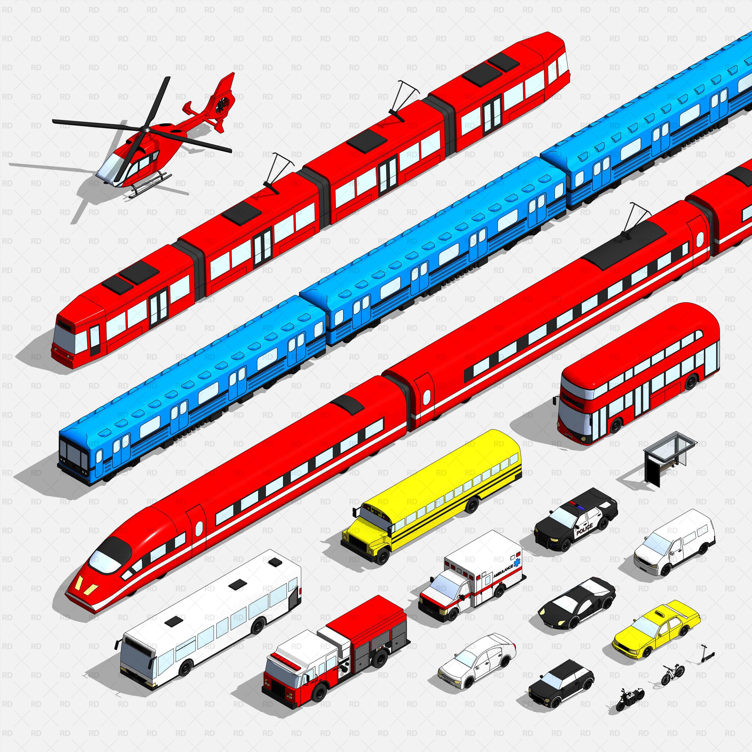 Revit-Super-Mega-Paket für Fahrzeuge und öffentliche Verkehrsmittel