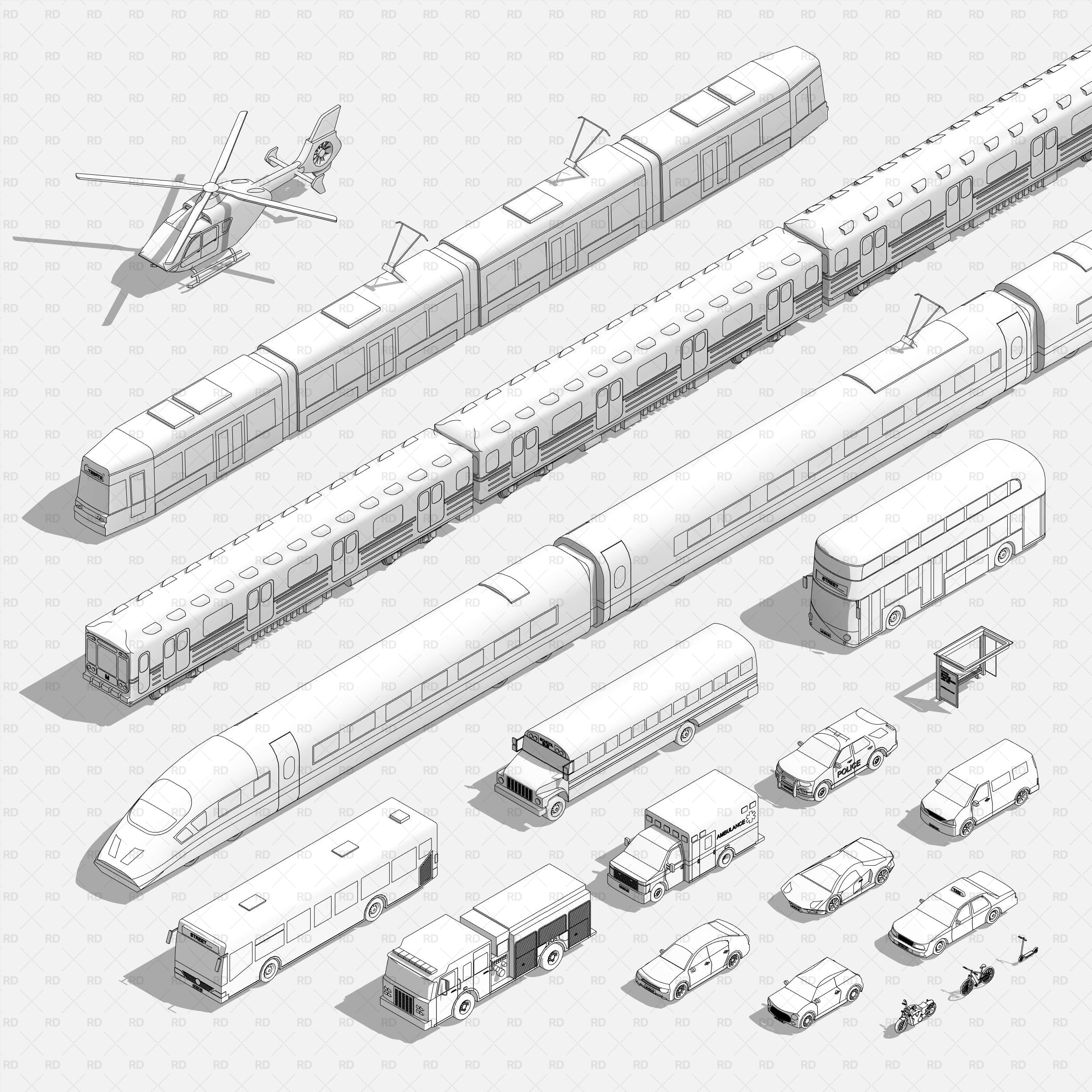 Revit-Super-Mega-Paket für Fahrzeuge und öffentliche Verkehrsmittel