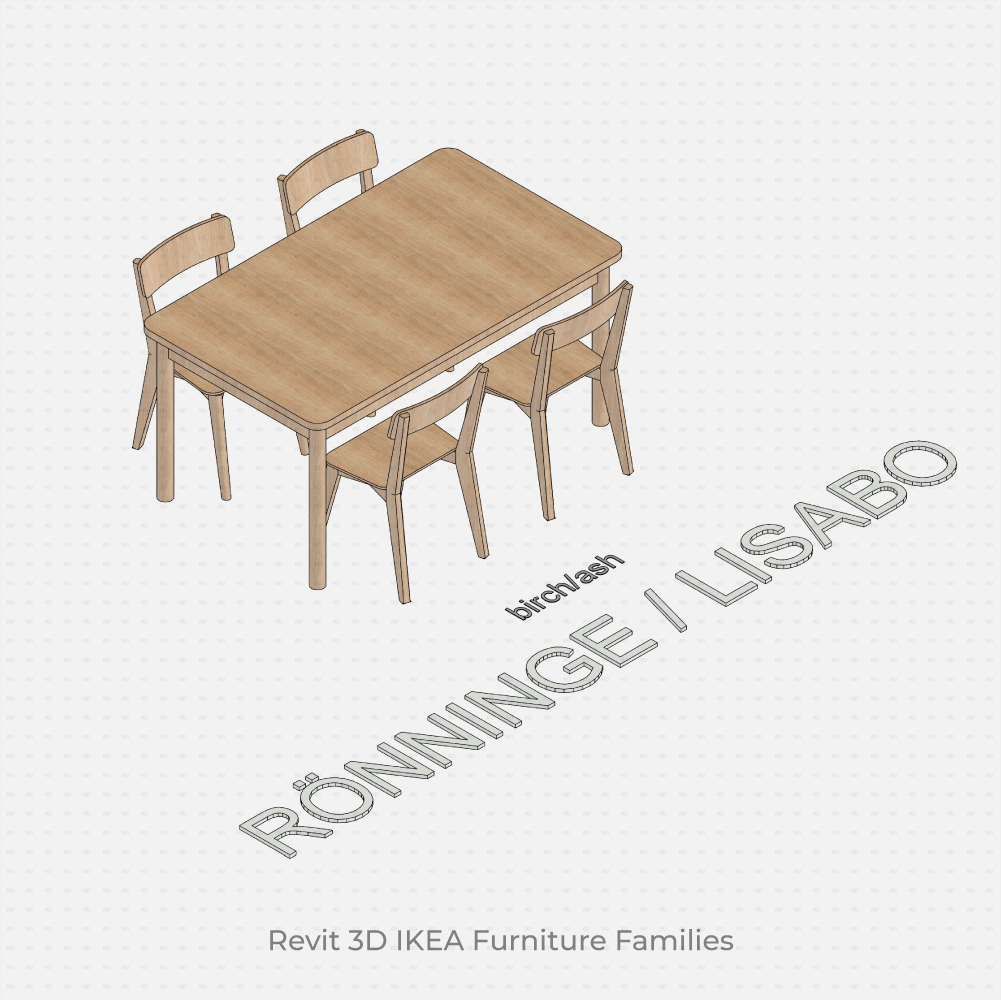 IKEA RÖNNINGE / LISABO Table and 4 Chairs revit family
