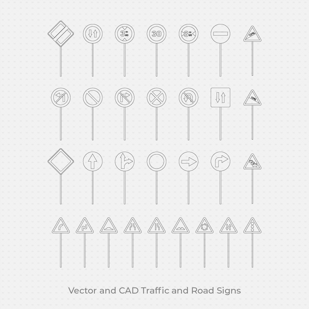 CAD Blocks & Vector Road and Traffic Signs
