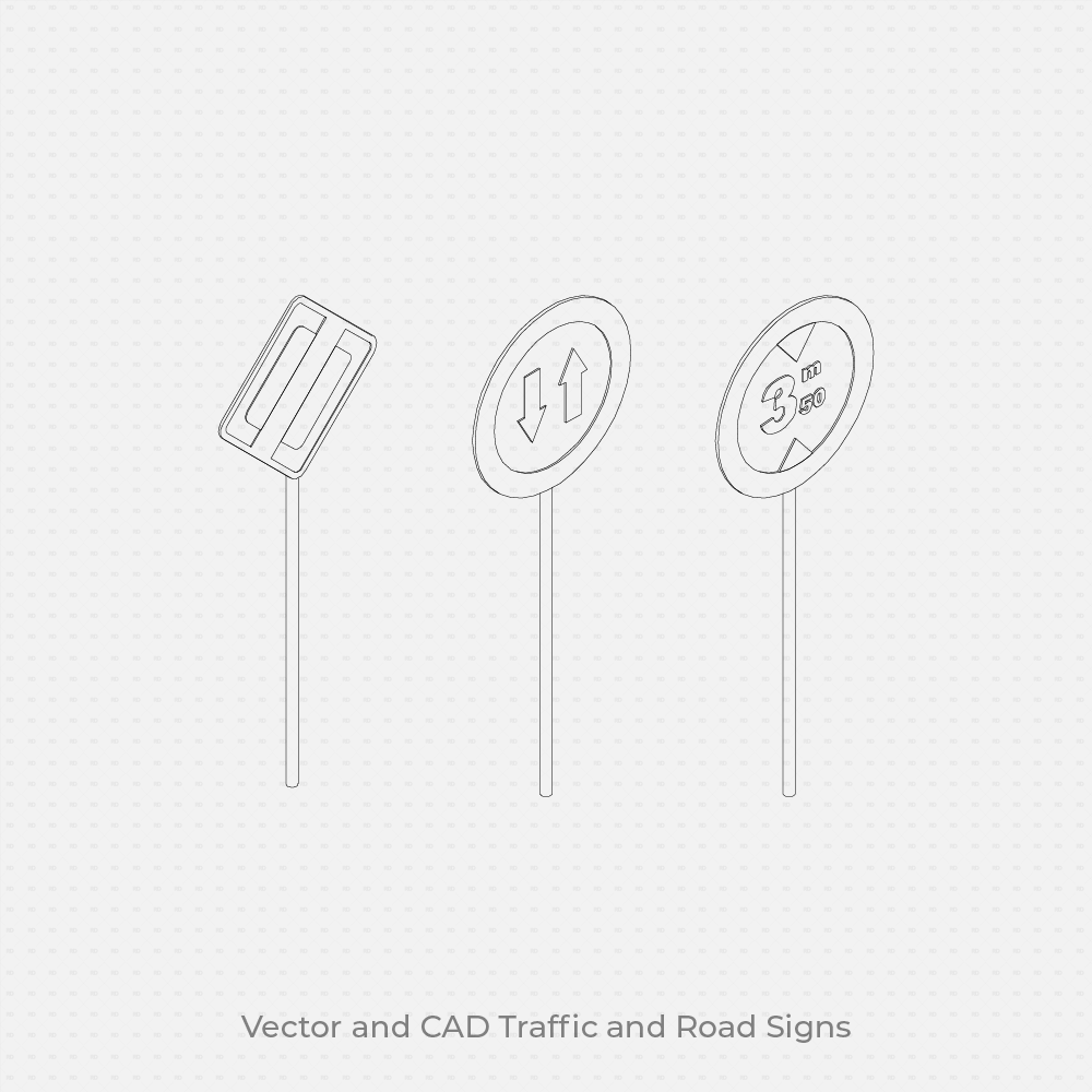 CAD Blocks & Vector Road and Traffic Signs isometric axonometric