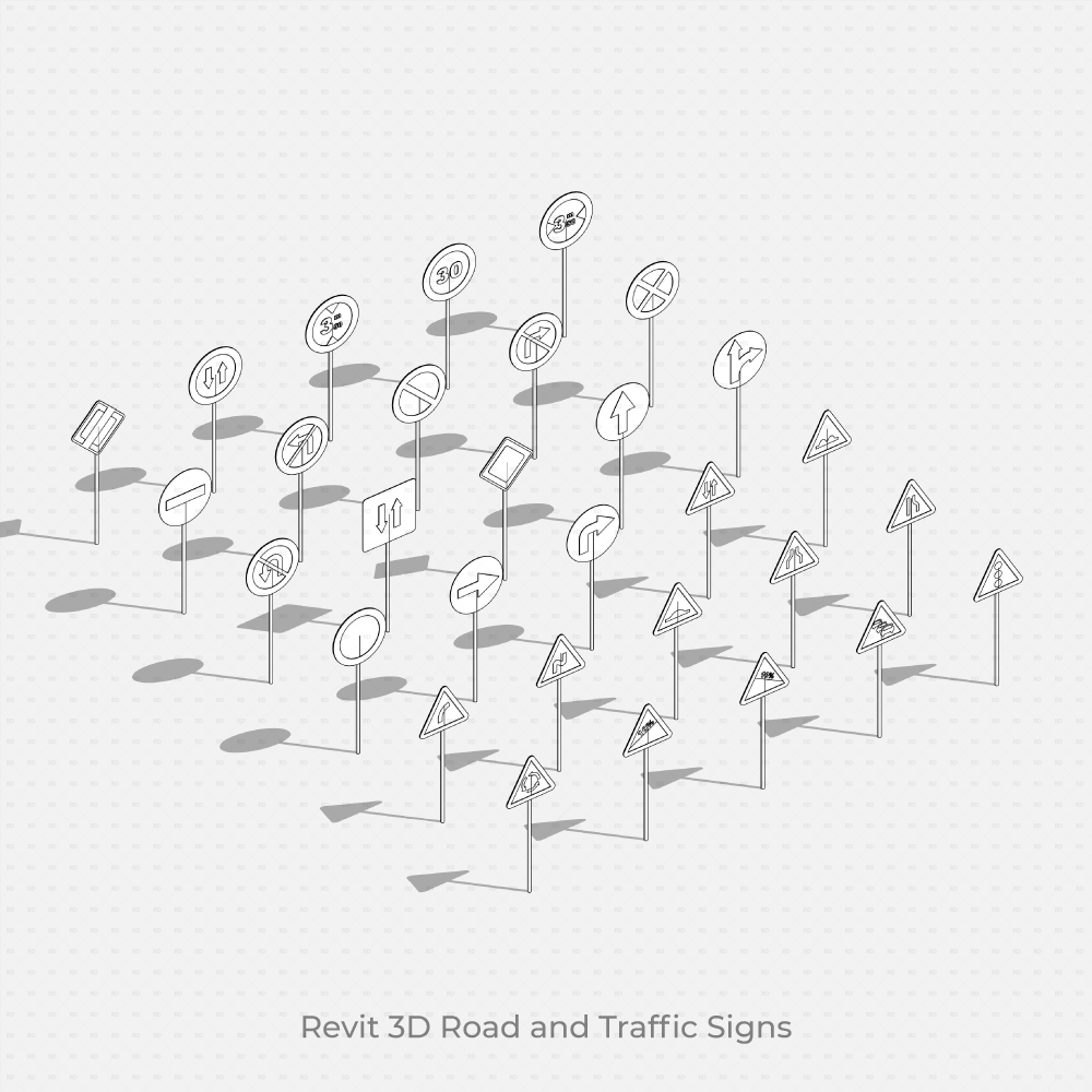 Revit Parametric Road and Traffic Signs Families