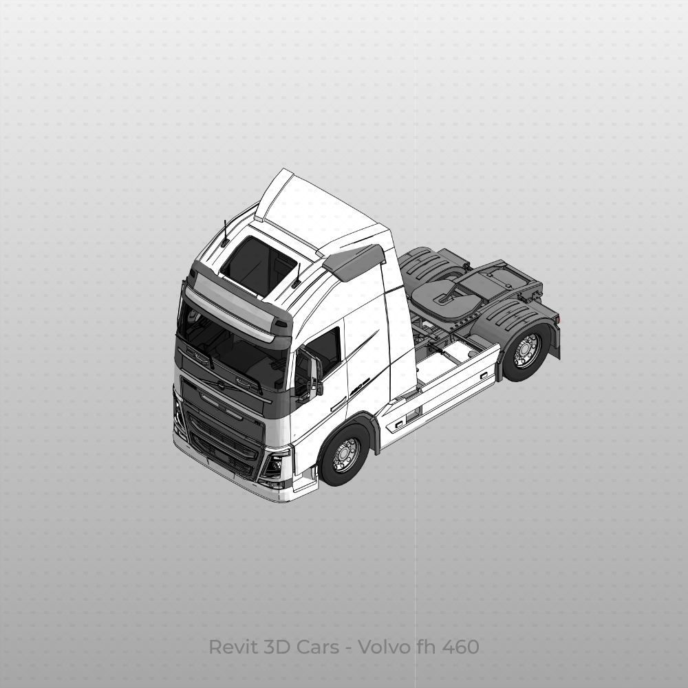 Revit 3D Vehicle Volvo fh 460 + Truck Trailer download family