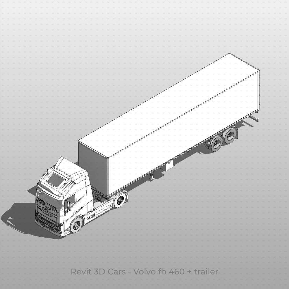 Revit 3D Vehicle Volvo fh 460 + Truck Trailer download family