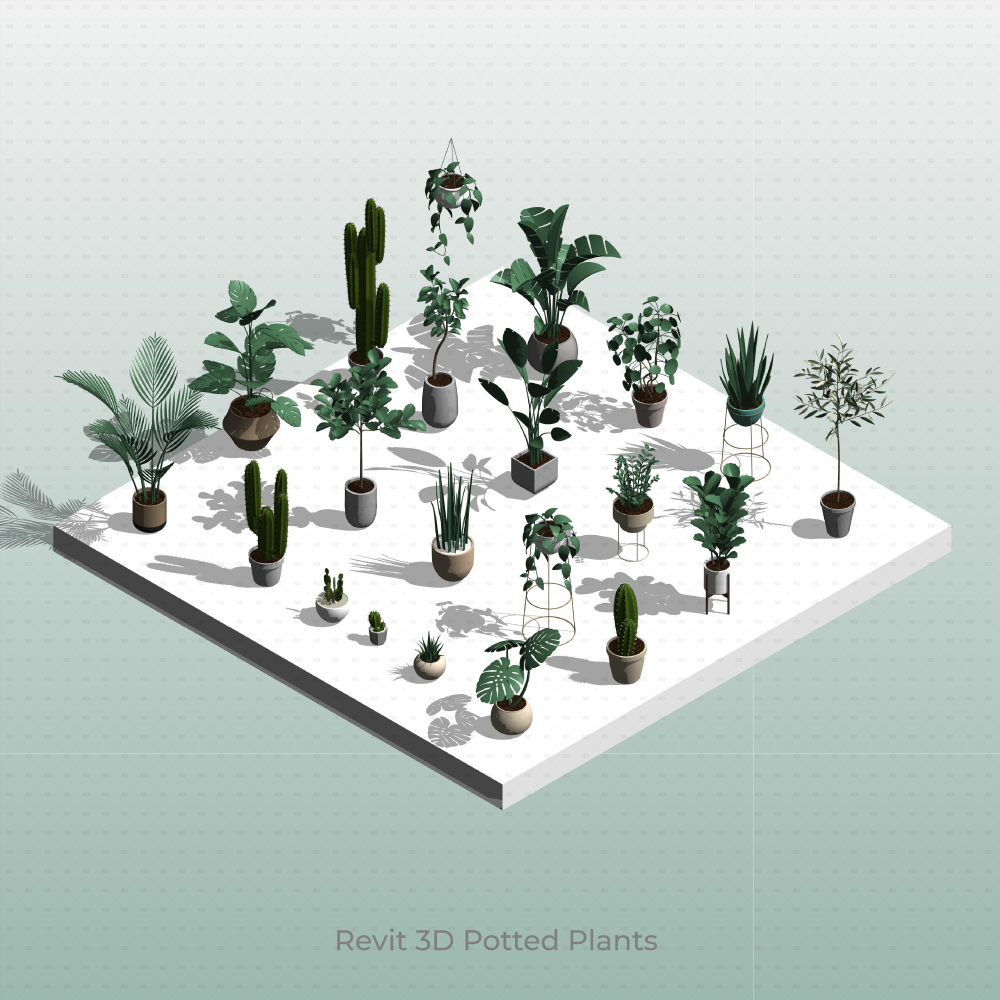 Revit 3D Potted Plants Families download